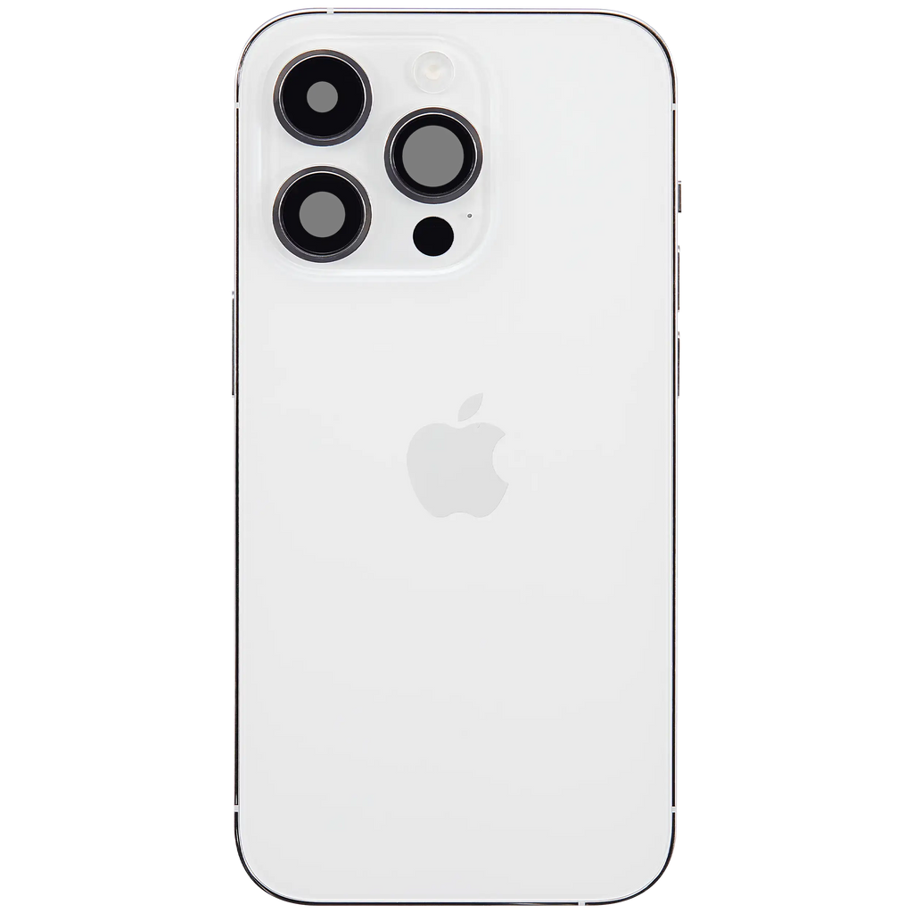 Backcover/Rahmen mit Ladebuchse Flex & Small Parts für iPhone 14 Pro (EU / Global Version) (gebrauchter OEM-Ausbau, Qualität B) (Silber)