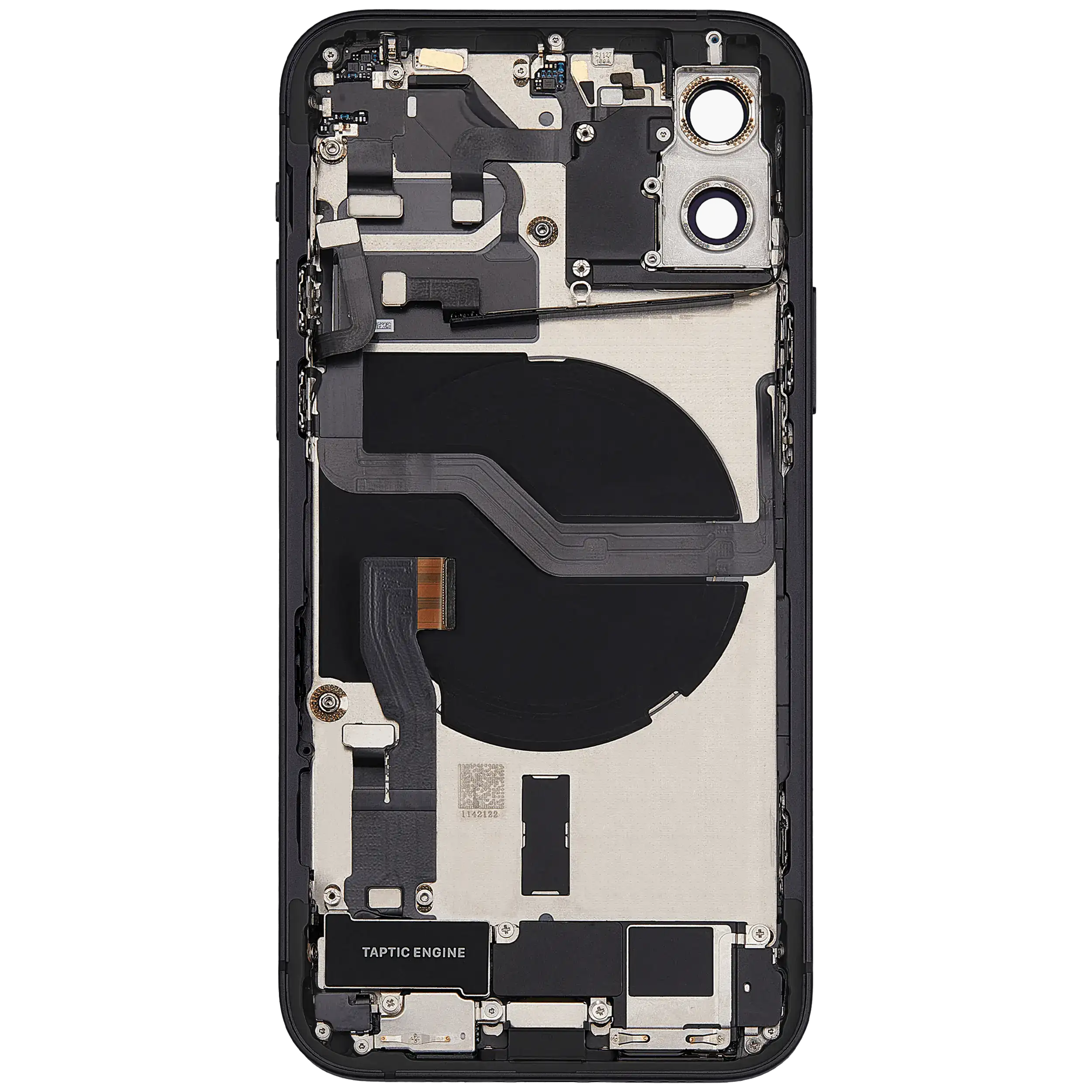 Backcover/Rahmen mit Ladebuchse Flex & Small Parts für iPhone 12 (EU / Global Version) (gebrauchter OEM-Ausbau, Qualität B) (Schwarz)