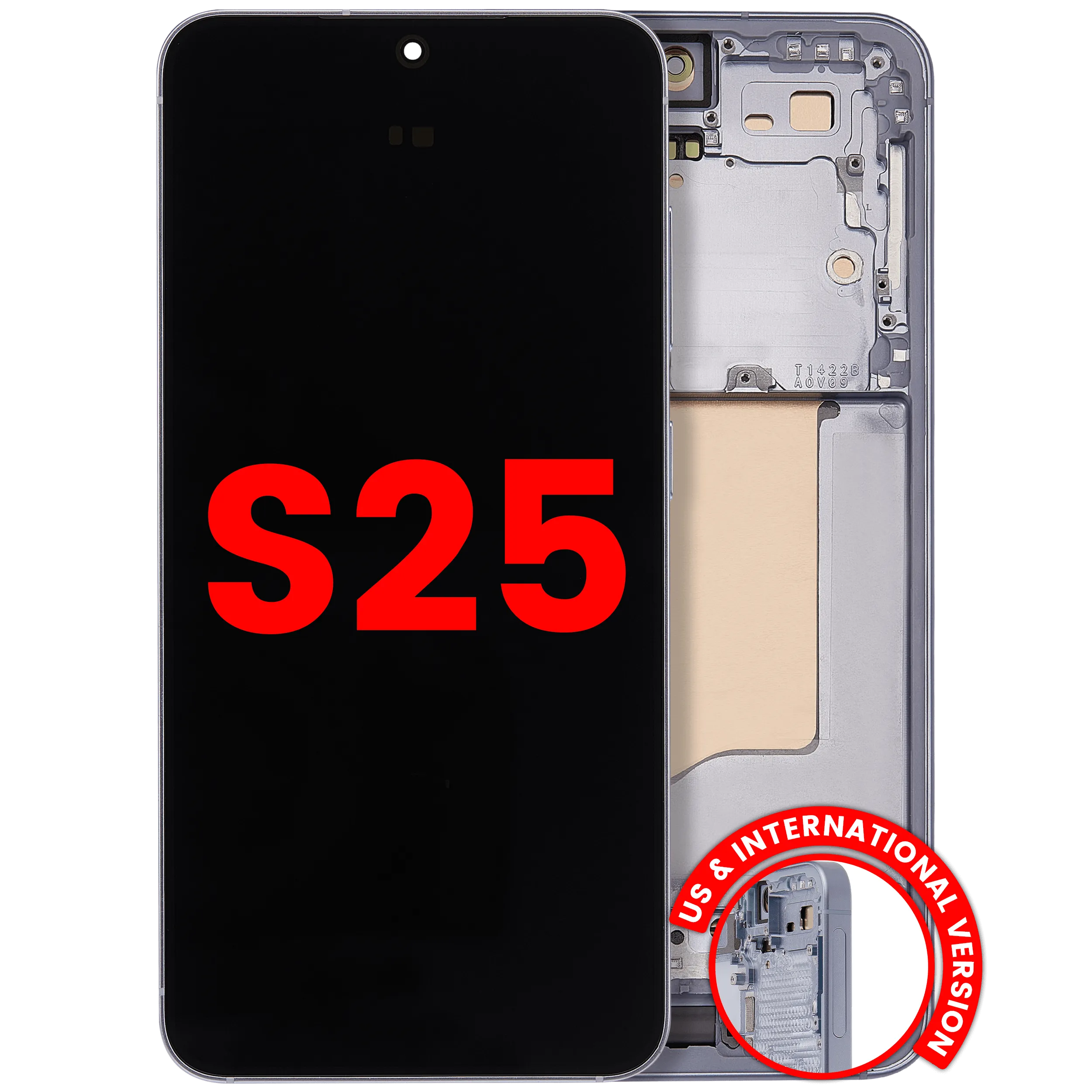 OLED-Display mit Rahmen für Samsung Galaxy S25 5G (US & International) (Aftermarket Plus) (Icy Blue)
