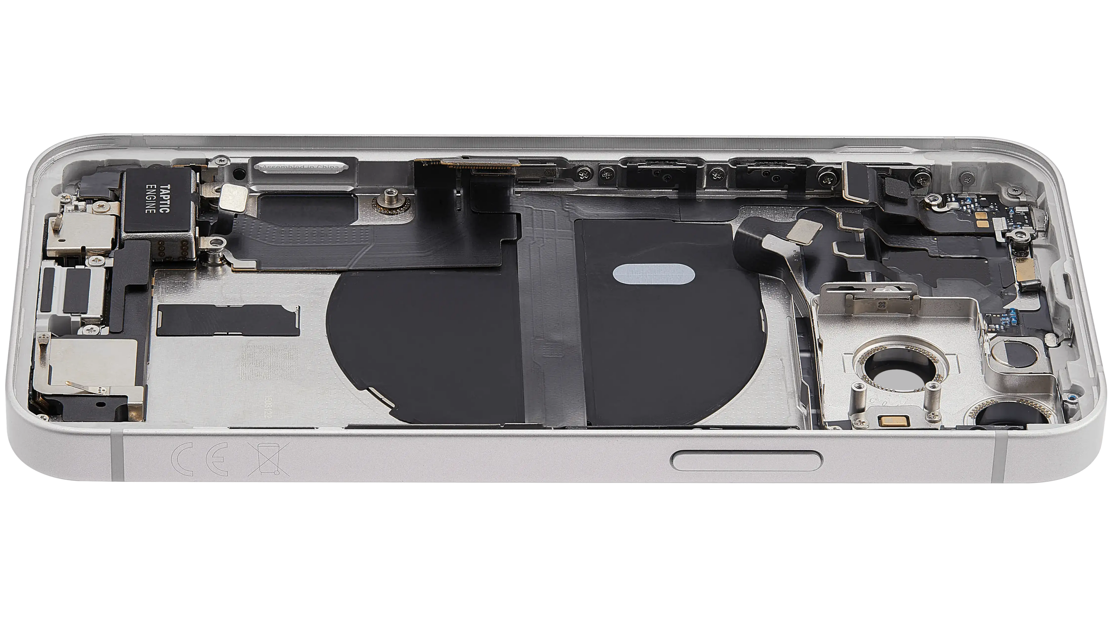 Backcover/Rahmen mit Ladebuchse Flex & Small Parts für iPhone 13 Mini (EU / Global Version) (gebrauchter OEM-Ausbau, Qualität B) (Starlight)