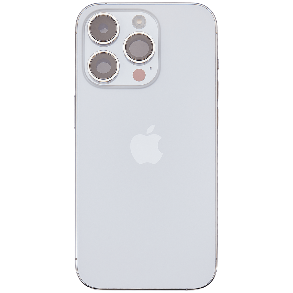 Backcover/Rahmen mit Small Parts für iPhone 14 Pro (EU / Global Version) (gebrauchter OEM-Ausbau, Qualität A) (Silber)