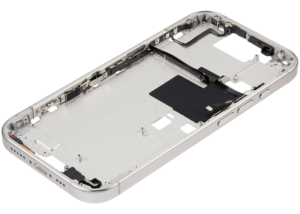 Midframe/Rahmen mit Power And Volume Button für iPhone 16 Pro (US-Version) (Aftermarket Plus) (Weiß Titanium)
