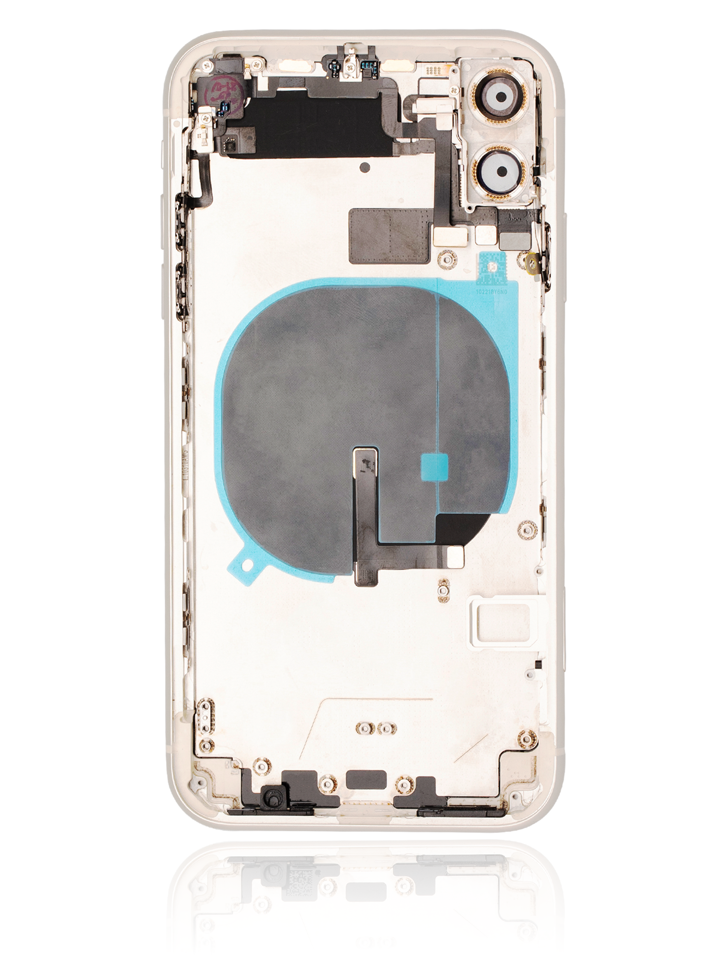 Backcover/Rahmen mit Small Components Pre-Installed für iPhone 11 (gebrauchter OEM-Ausbau, Qualität A) (Weiß)