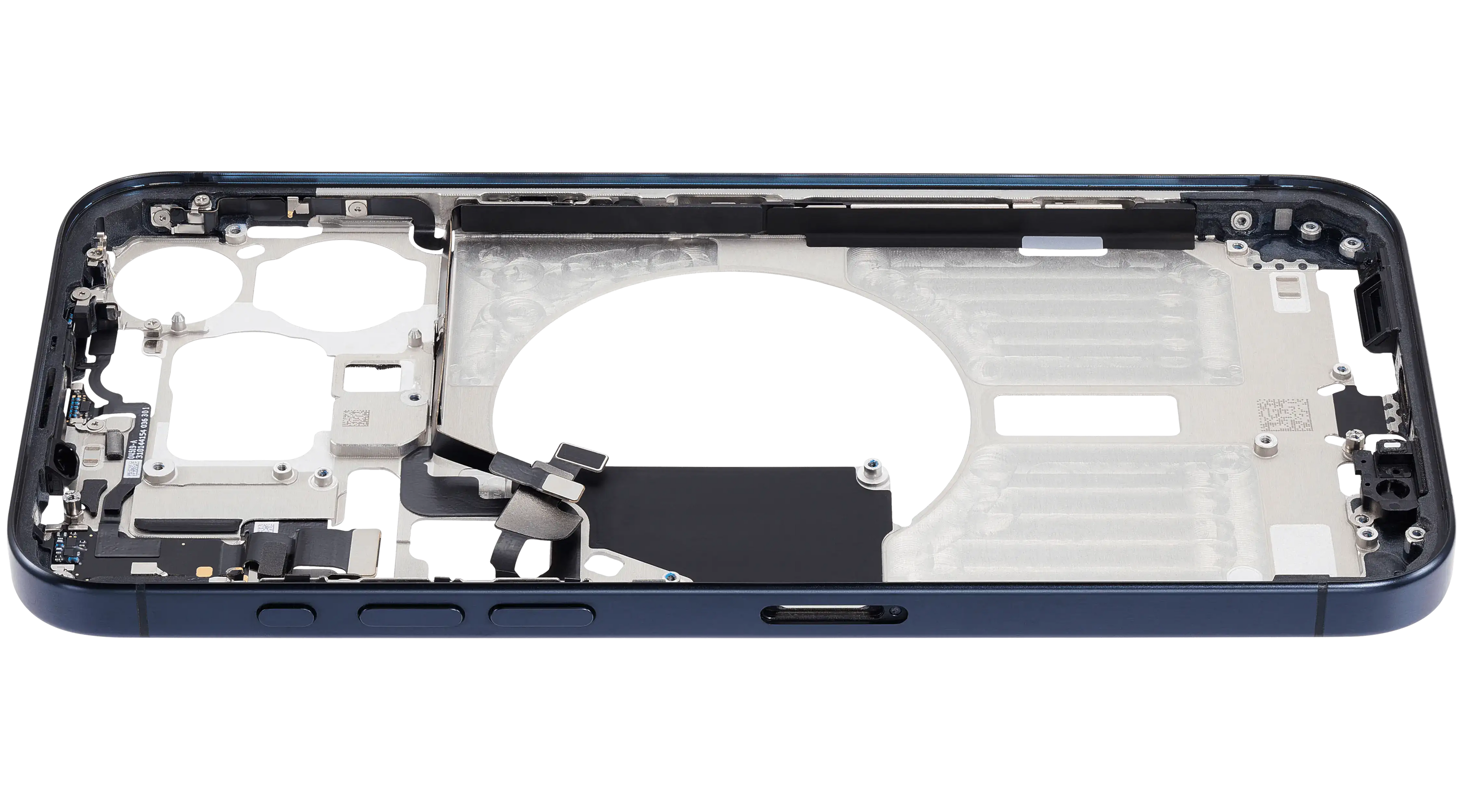 Midframe/Rahmen mit Small Parts für iPhone 15 Pro Max (EU / Global Version) (gebrauchter OEM-Ausbau, Qualität B) (Blau Titanium)