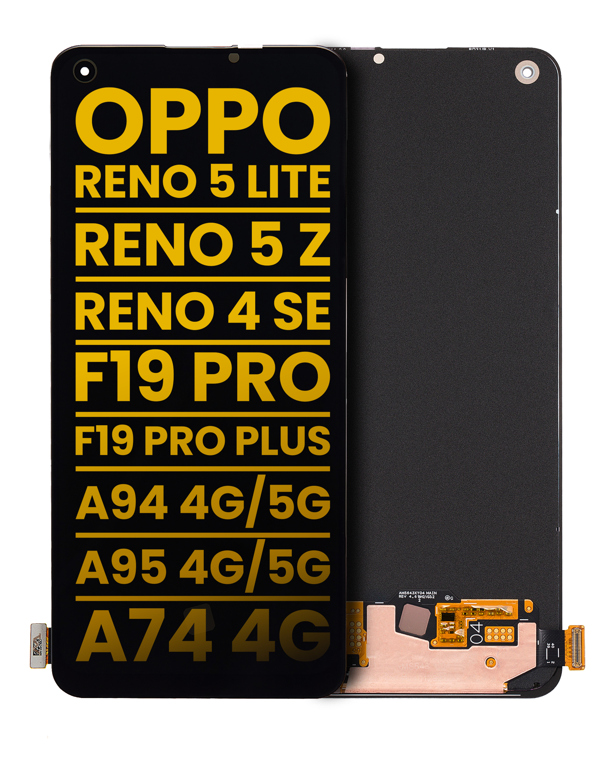 OLED-Display ohne Rahmen für Oppo Reno 4/5, A95, Realme V15 (Refurbished)