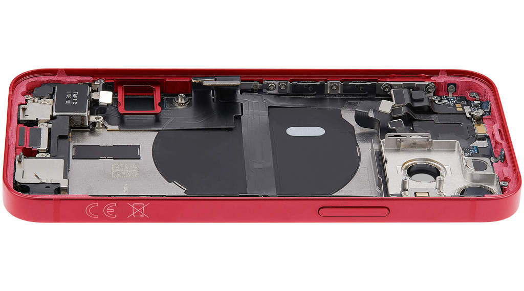 Backcover/Rahmen mit Ladebuchse Flex & Small Parts für iPhone 13 Mini (EU / Global Version) (gebrauchter OEM-Ausbau, Qualität C) (Rot)