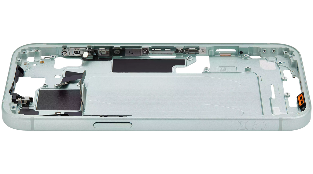 Midframe/Rahmen mit Small Parts für iPhone 15 (EU / Global Version) (gebrauchter OEM-Ausbau, Qualität A) (Grün)