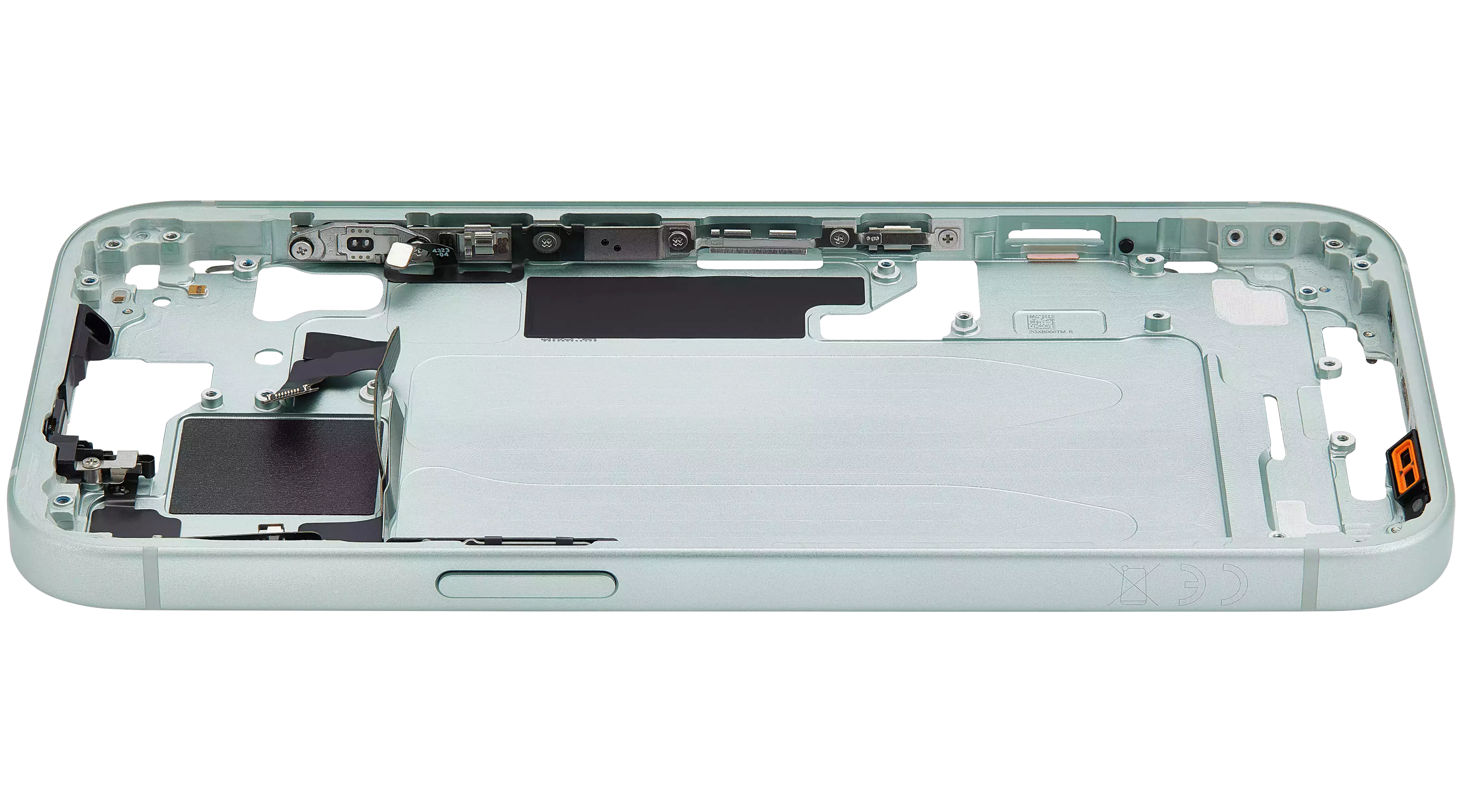 Midframe/Rahmen mit Small Parts für iPhone 15 (EU / Global Version) (gebrauchter OEM-Ausbau, Qualität A) (Grün)