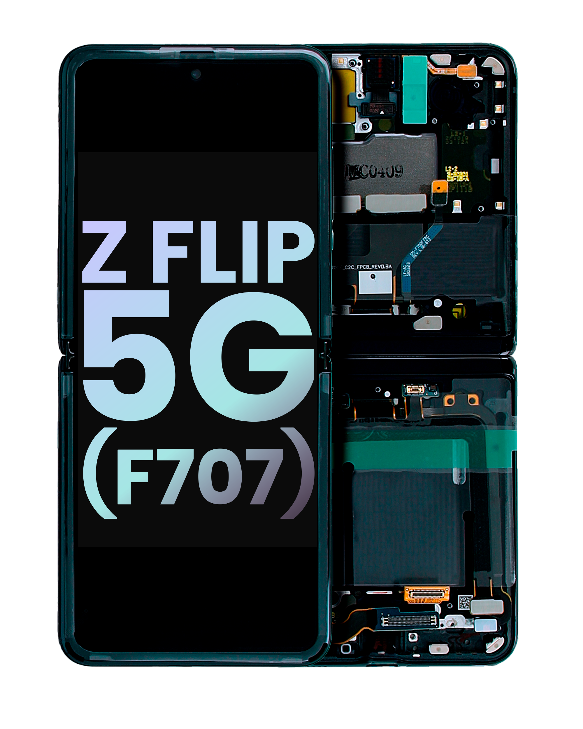 Inner OLED-Display mit Rahmen für Samsung Galaxy Z Flip 5G (F707) (Service Pack) (Mystic Gray)
