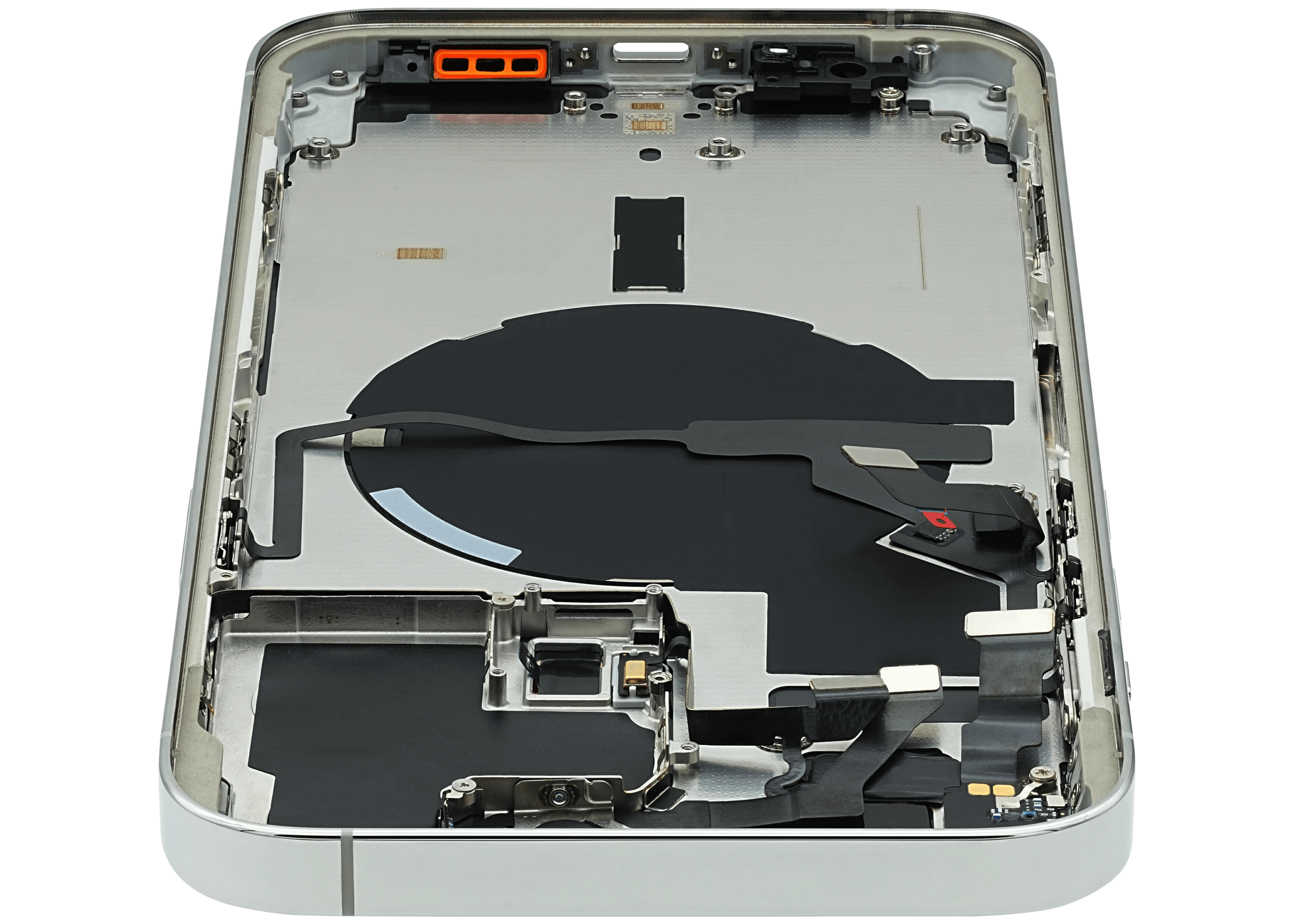Backcover/Rahmen mit Small Parts für iPhone 14 Pro Max (EU / Global Version) (gebrauchter OEM-Ausbau, Qualität A) (Silber)