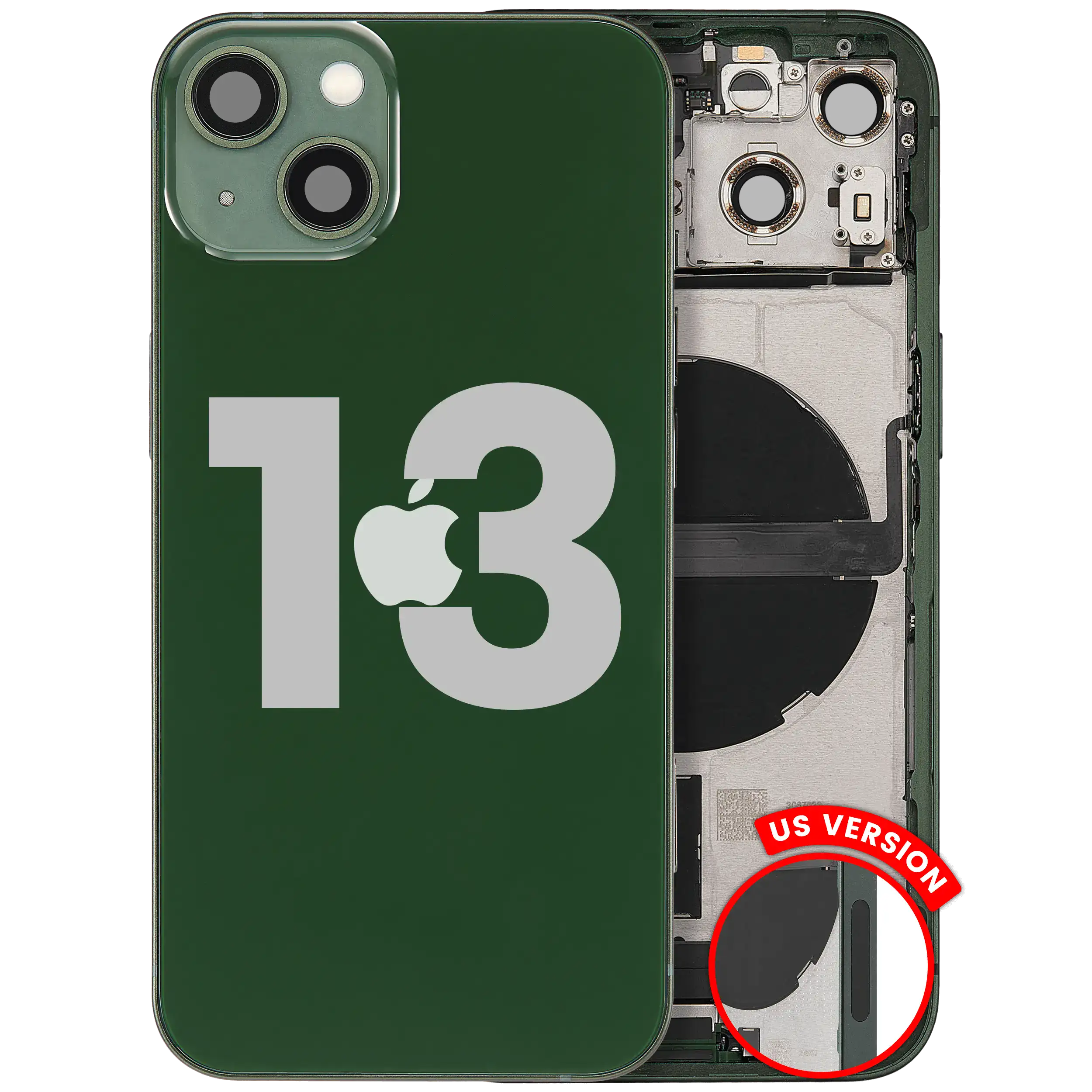 Original Apple-Ausbau C gebraucht – iPhone 13 US Version Backcover/Rahmen Grün