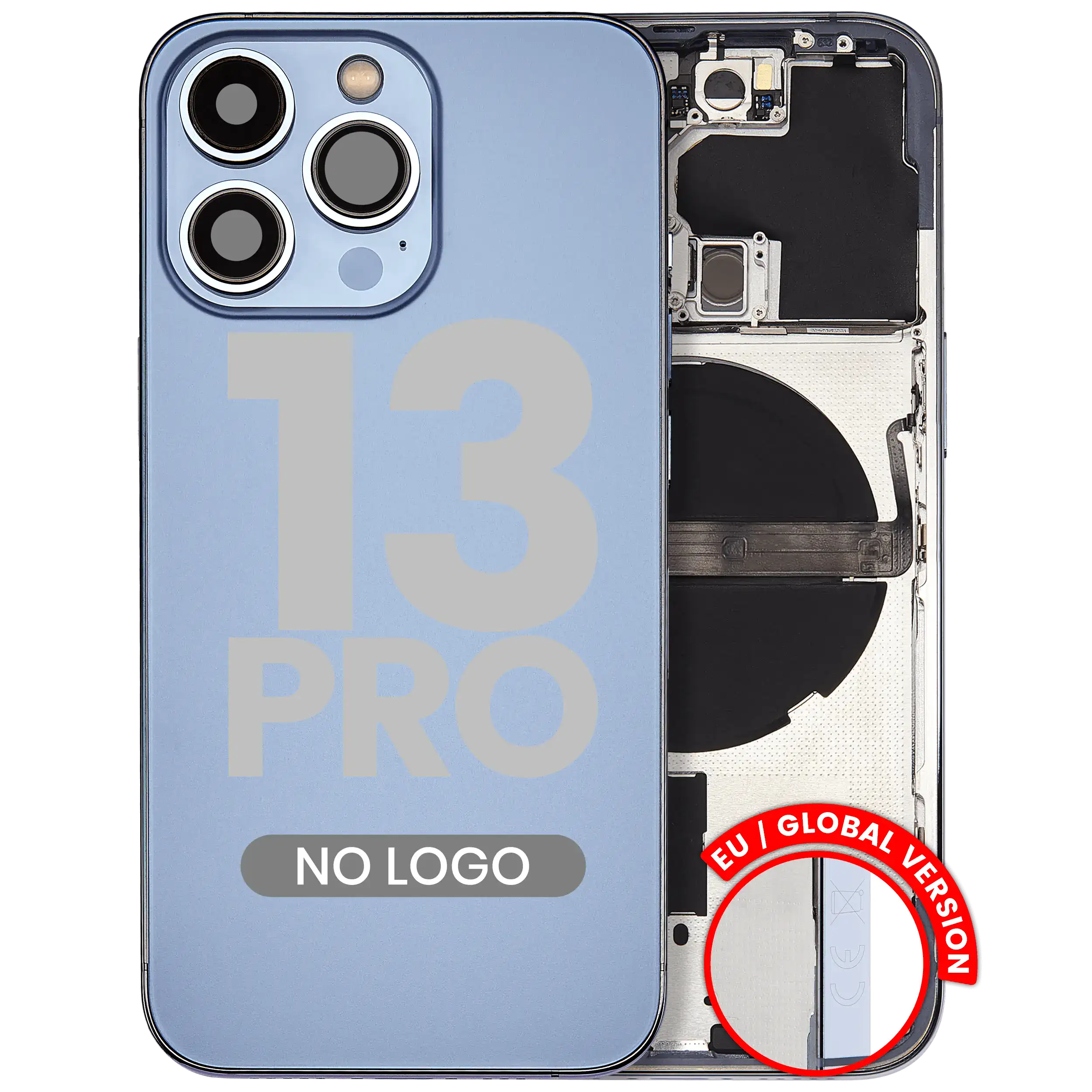 Back cover/frame with small parts for iPhone 13 Pro (EU / Global Version) (Aftermarket Plus) (Sierra Blue)