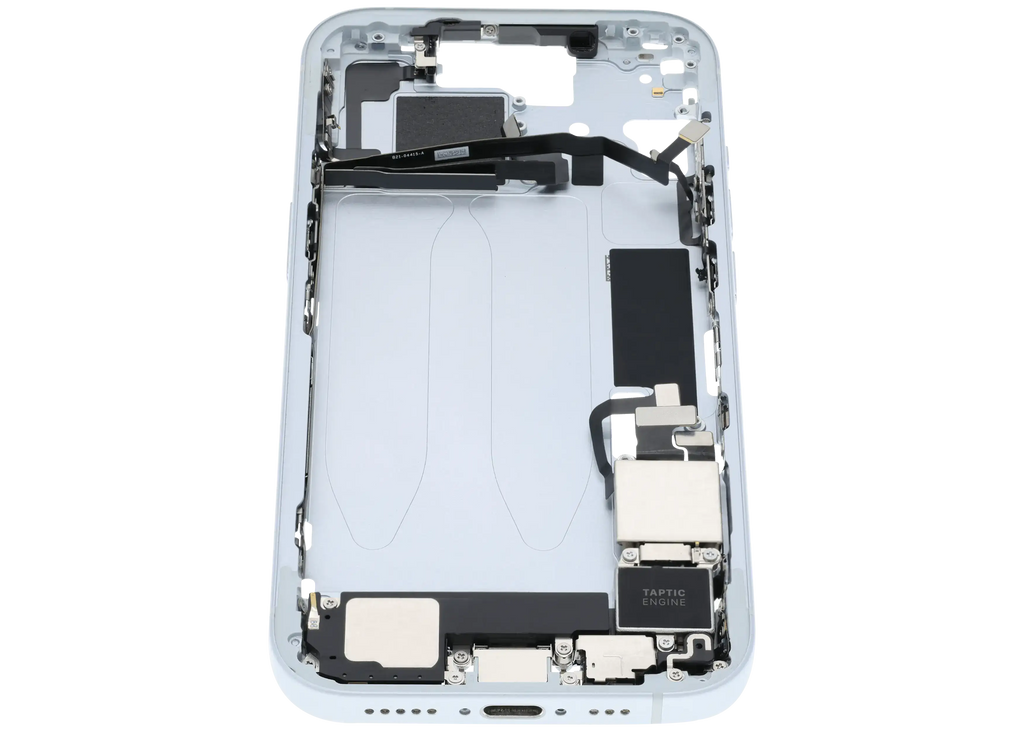 Midframe/Rahmen mit Ladebuchse Flex & Small Parts für iPhone 15 (US-Version) (gebrauchter OEM-Ausbau, Qualität C) (Blau)