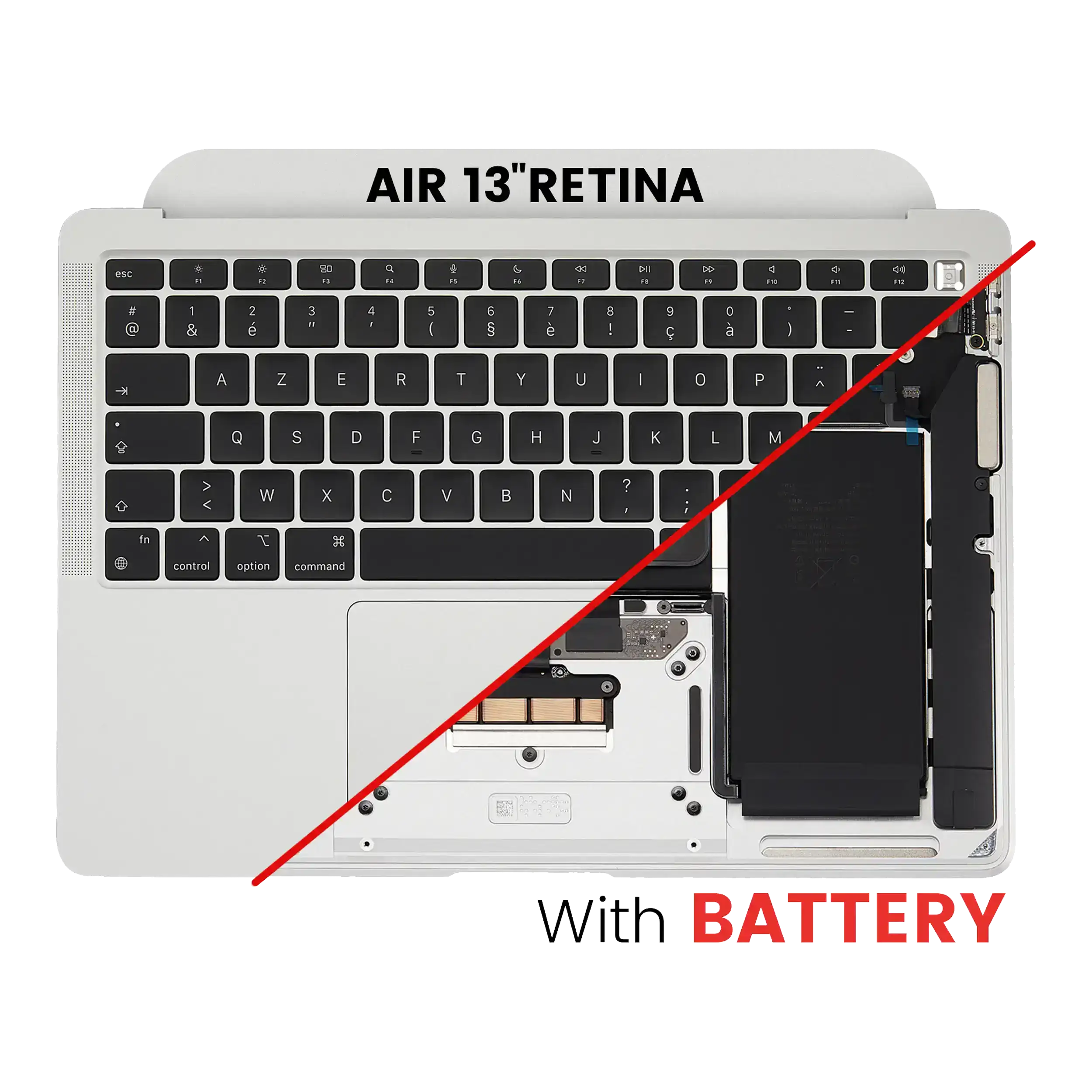 Top Case mit Keyboard (ISO French) für Macbook Air 13" A2337 (2020) (gebrauchter OEM-Ausbau, Qualität A) (Silber)