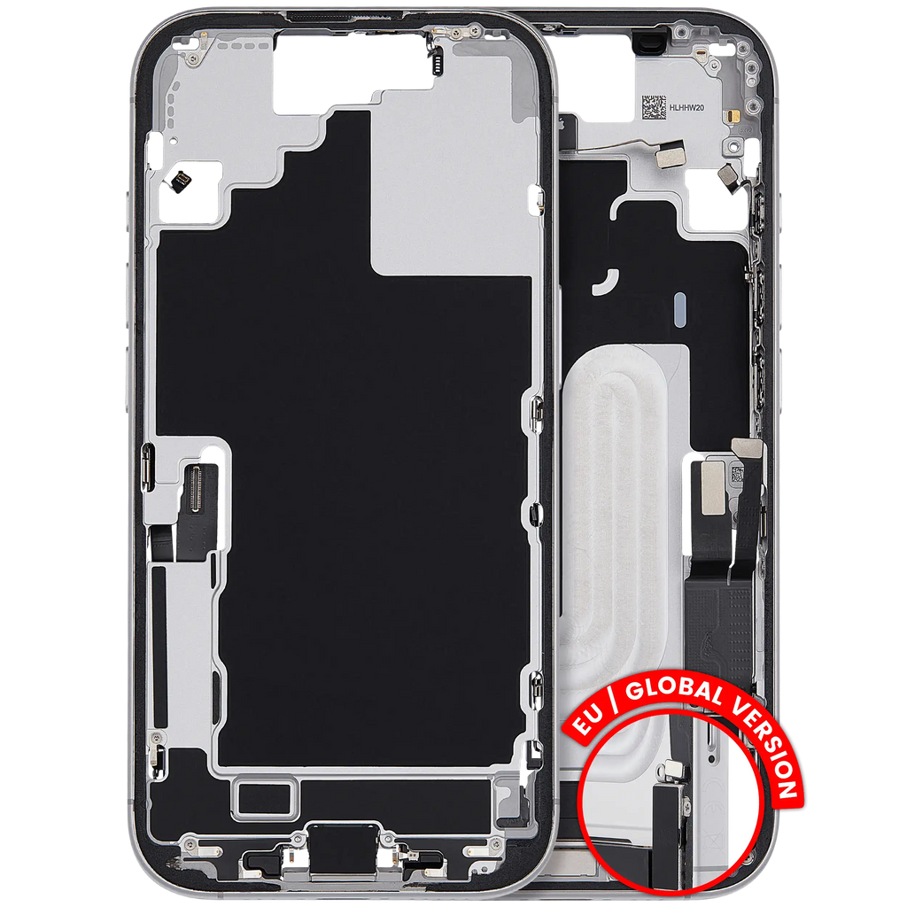 Midframe/Rahmen mit Ladebuchse Flex & Small Parts für iPhone 17 (EU / Global Version) (gebrauchter OEM-Ausbau, Qualität C) (Weiß)