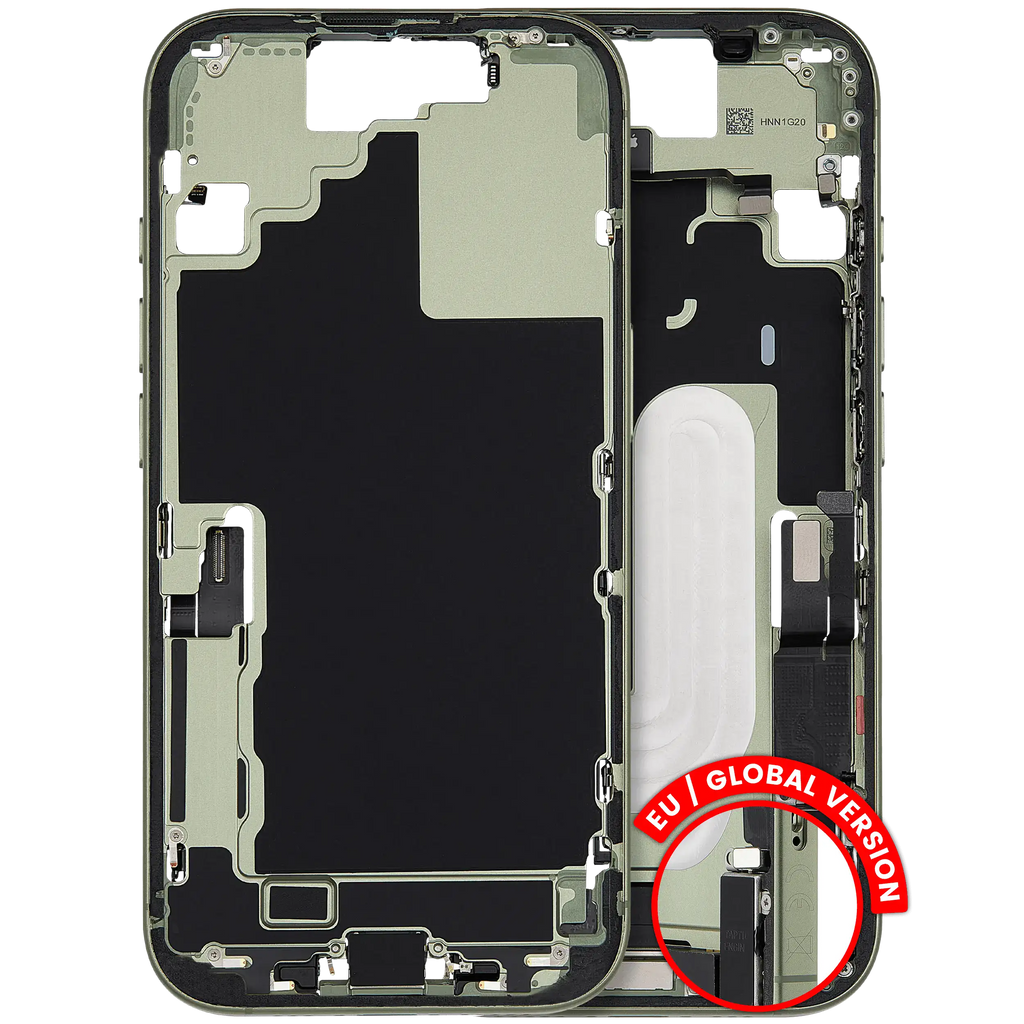 Midframe/Rahmen mit Ladebuchse Flex & Small Parts für iPhone 17 (EU / Global Version) (gebrauchter OEM-Ausbau, Qualität C) (Sage)