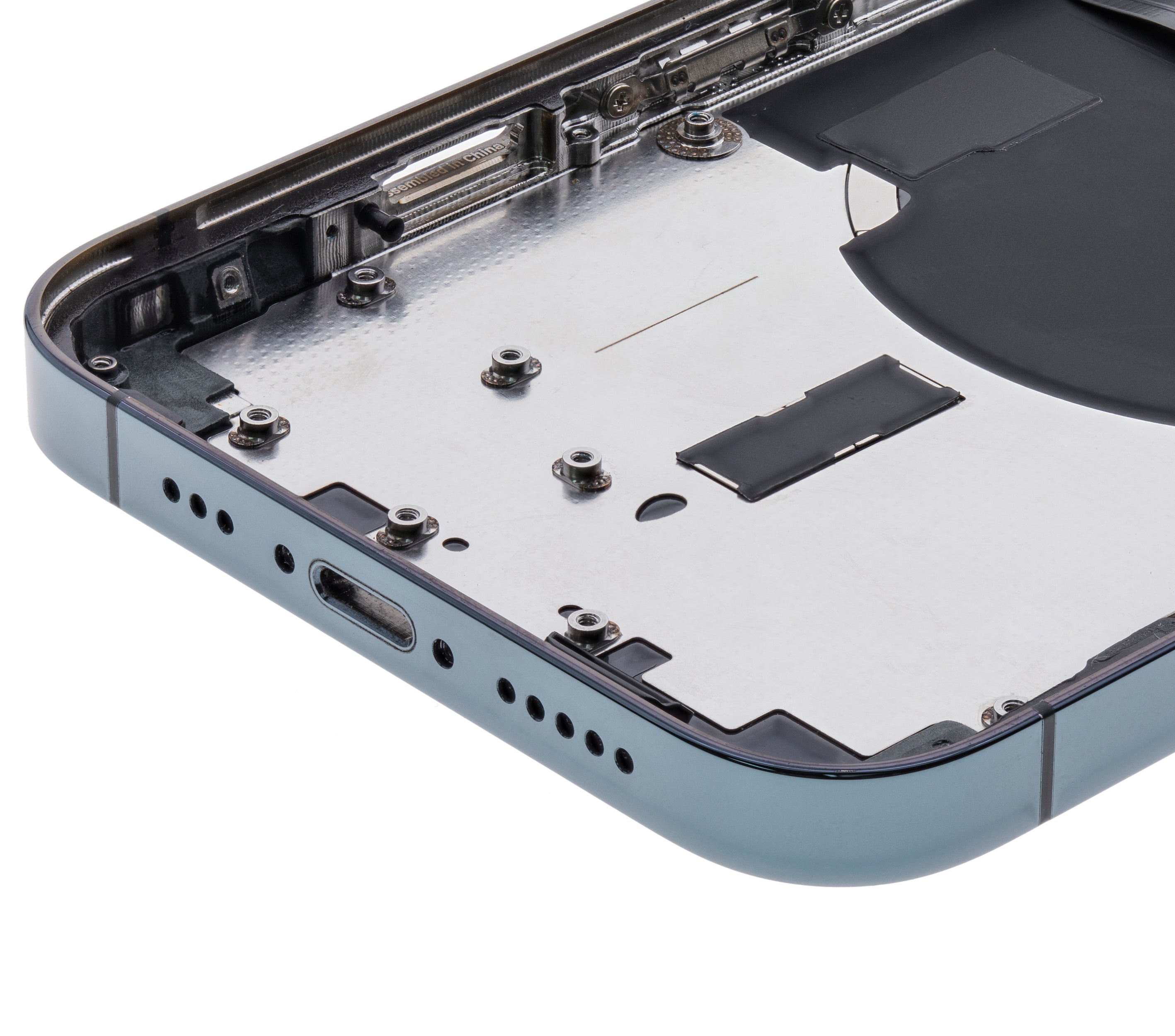 Backcover/Rahmen mit Small Parts für iPhone 12 Pro (EU / Global Version) (gebrauchter OEM-Ausbau, Qualität C) (Pacific Blau)