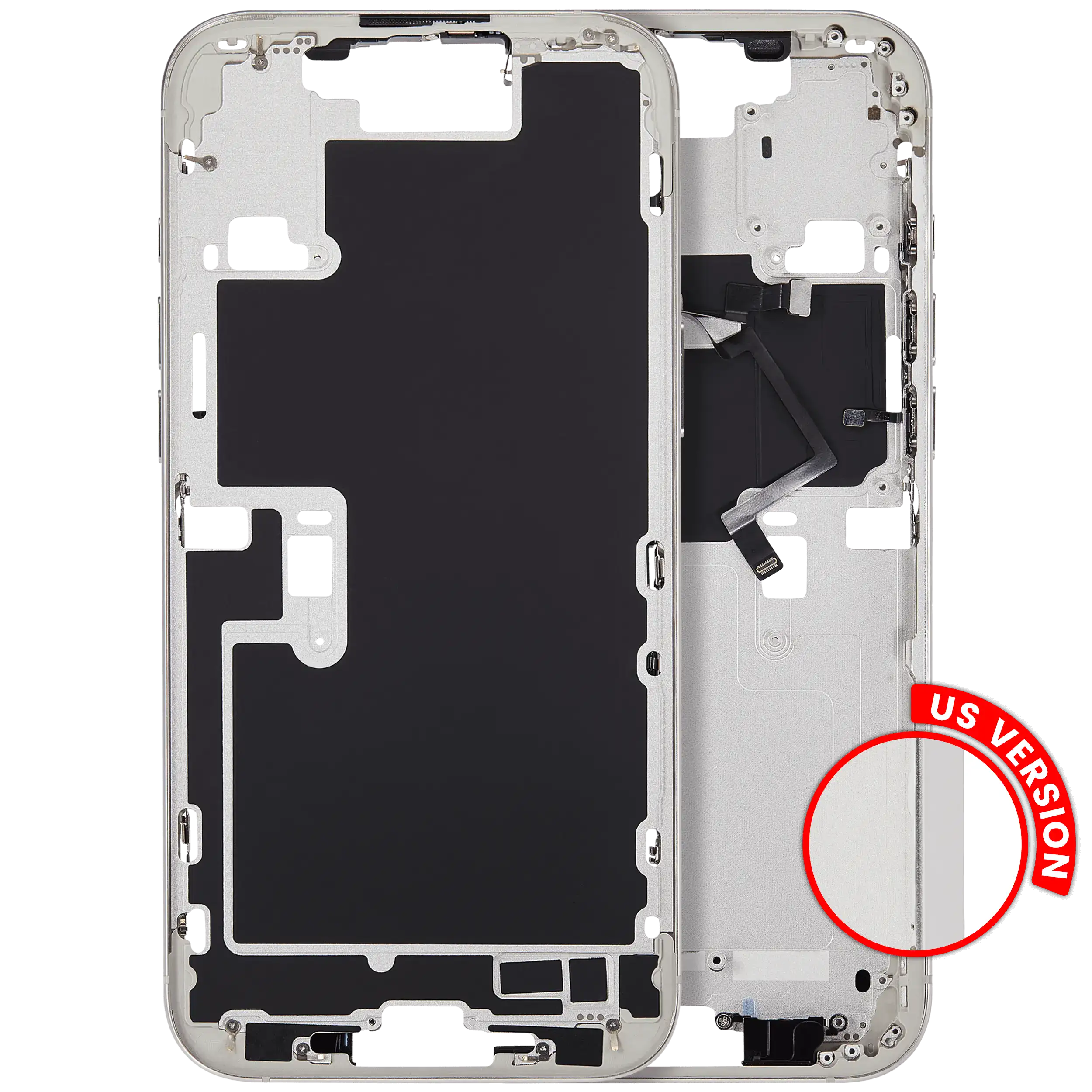 Midframe/Rahmen mit Power And Volume Button für iPhone 16 Pro Max (US-Version) (Aftermarket Plus) (Weiß Titanium)