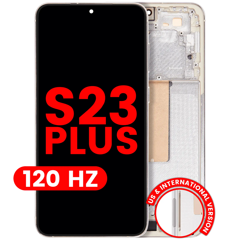 OLED-Display mit Rahmen für Samsung Galaxy S23 Plus (US & International) (Aftermarket Plus) (120Hz) (Cream)