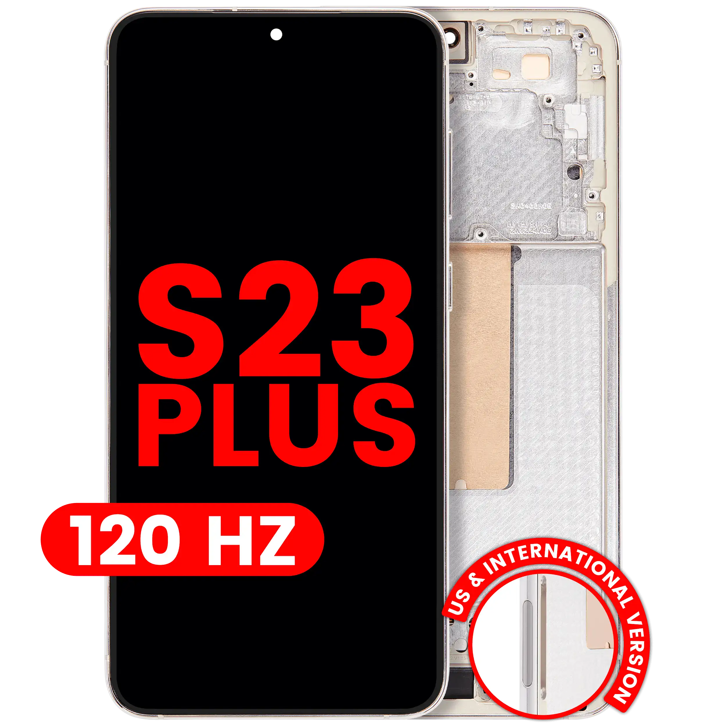 OLED-Display mit Rahmen für Samsung Galaxy S23 Plus (US & International) (Aftermarket Plus) (120Hz) (Cream)