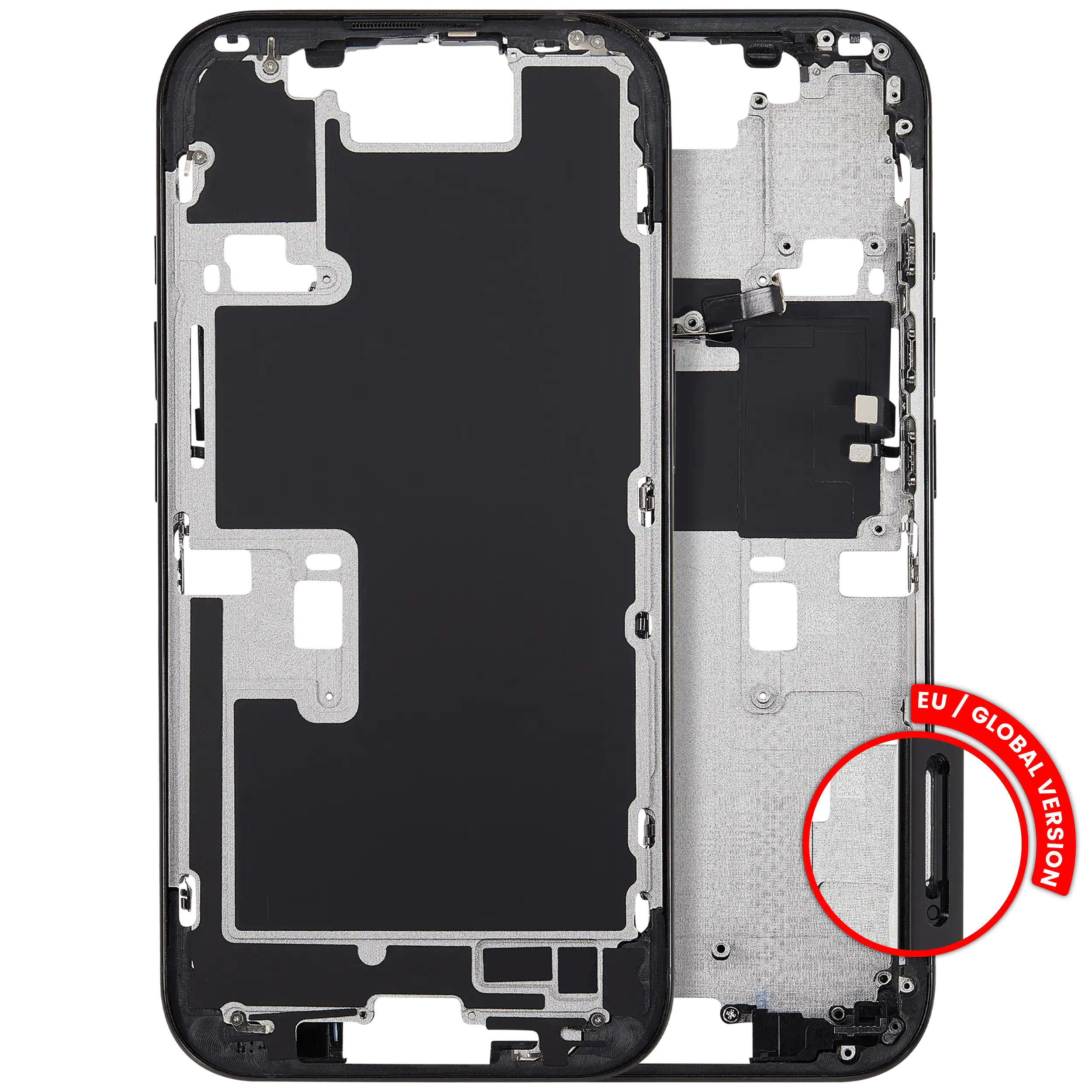 Midframe/Rahmen mit Power And Volume Button für iPhone 16 Pro (EU / Global Version) (Aftermarket Plus) (Schwarz Titanium)