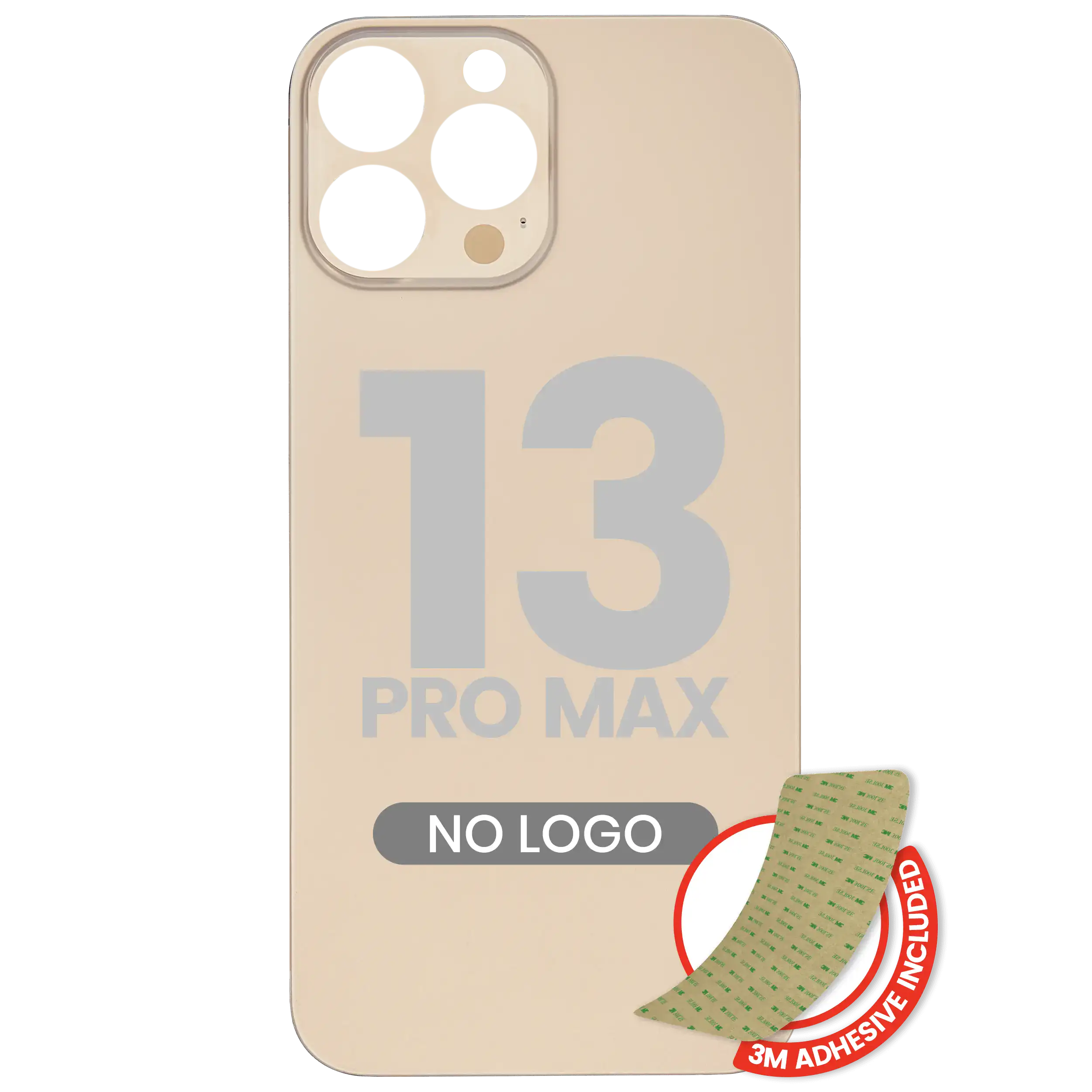 Backcover mit 3M-Kleber für iPhone 13 Pro Max Gold ohne Logo großes Kameraloch P