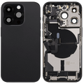 Backcover/Rahmen mit Ladebuchse Flex & Small Parts für iPhone 14 Pro (US-Version) (gebrauchter OEM-Ausbau, Qualität A) (Space Schwarz)