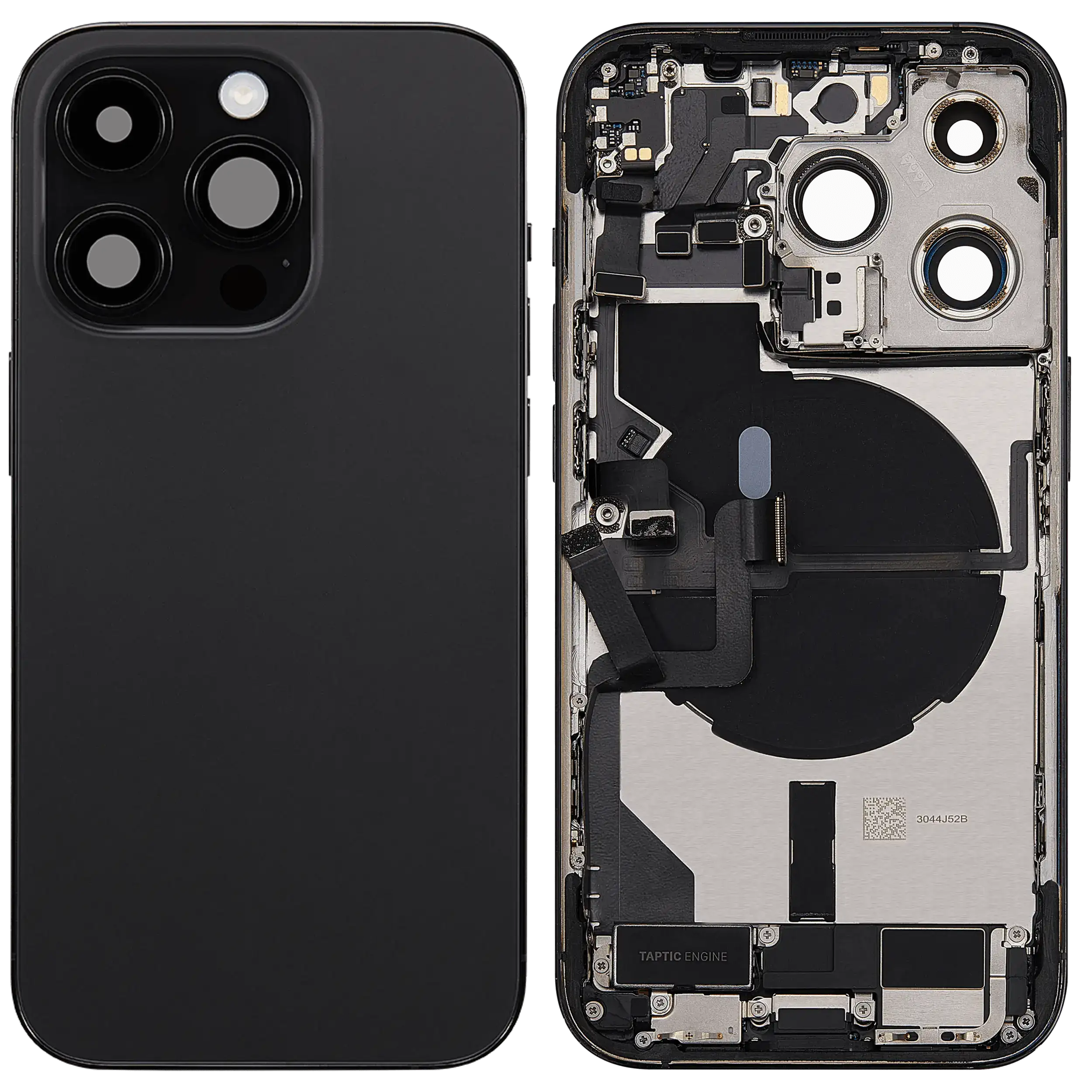 Backcover/Rahmen mit Ladebuchse Flex & Small Parts für iPhone 14 Pro (US-Version) (gebrauchter OEM-Ausbau, Qualität A) (Space Schwarz)
