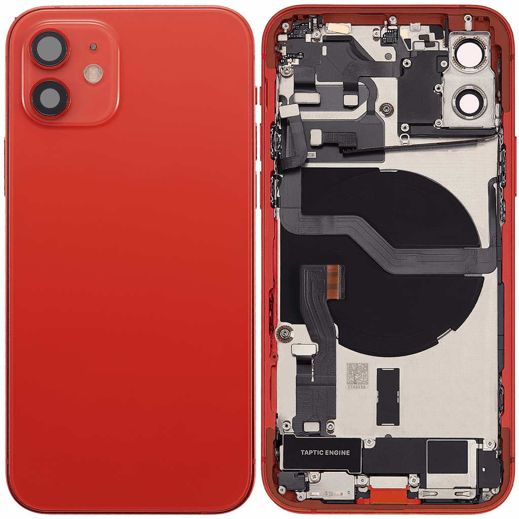 Backcover/Rahmen mit Ladebuchse Flex & Small Parts für iPhone 12 (EU / Global Version) (gebrauchter OEM-Ausbau, Qualität A) (Rot)