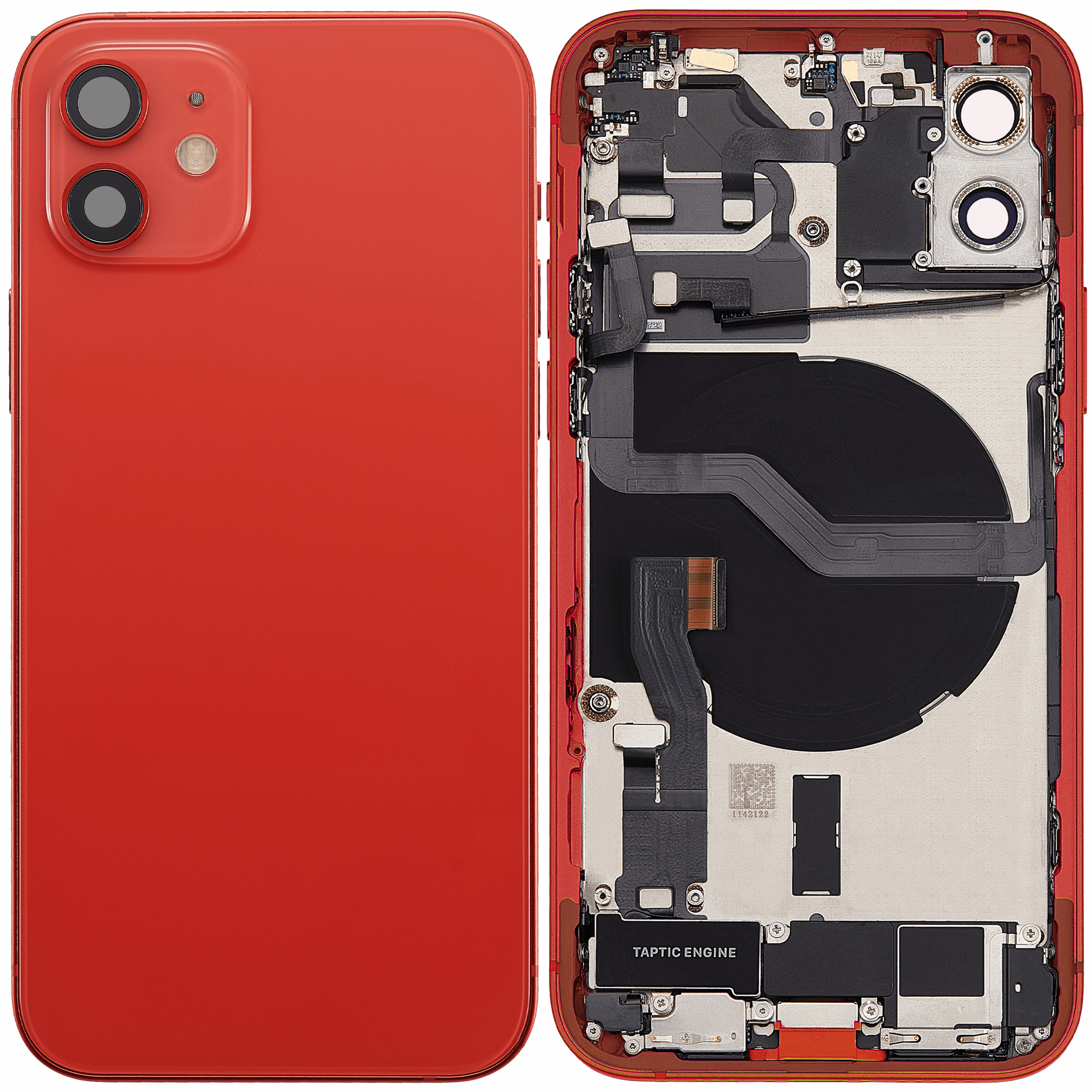 Backcover/Rahmen mit Ladebuchse Flex & Small Parts für iPhone 12 (EU / Global Version) (gebrauchter OEM-Ausbau, Qualität A) (Rot)
