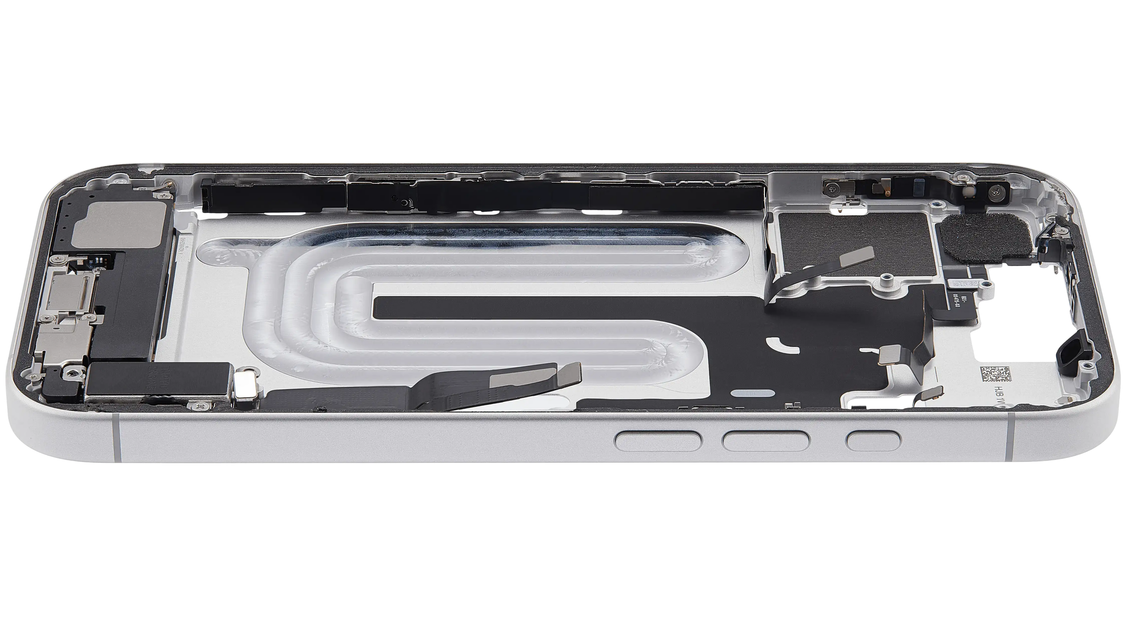Midframe/Rahmen mit Ladebuchse Flex & Small Parts für iPhone 17 (US-Version) (gebrauchter OEM-Ausbau, Qualität C) (Weiß)