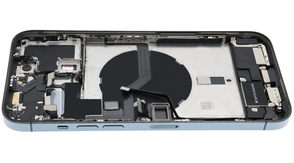 Backcover/Rahmen mit Ladebuchse Flex & Small Parts für iPhone 12 Pro Max (US-Version) (gebrauchter OEM-Ausbau, Qualität A) (Pacific Blau)