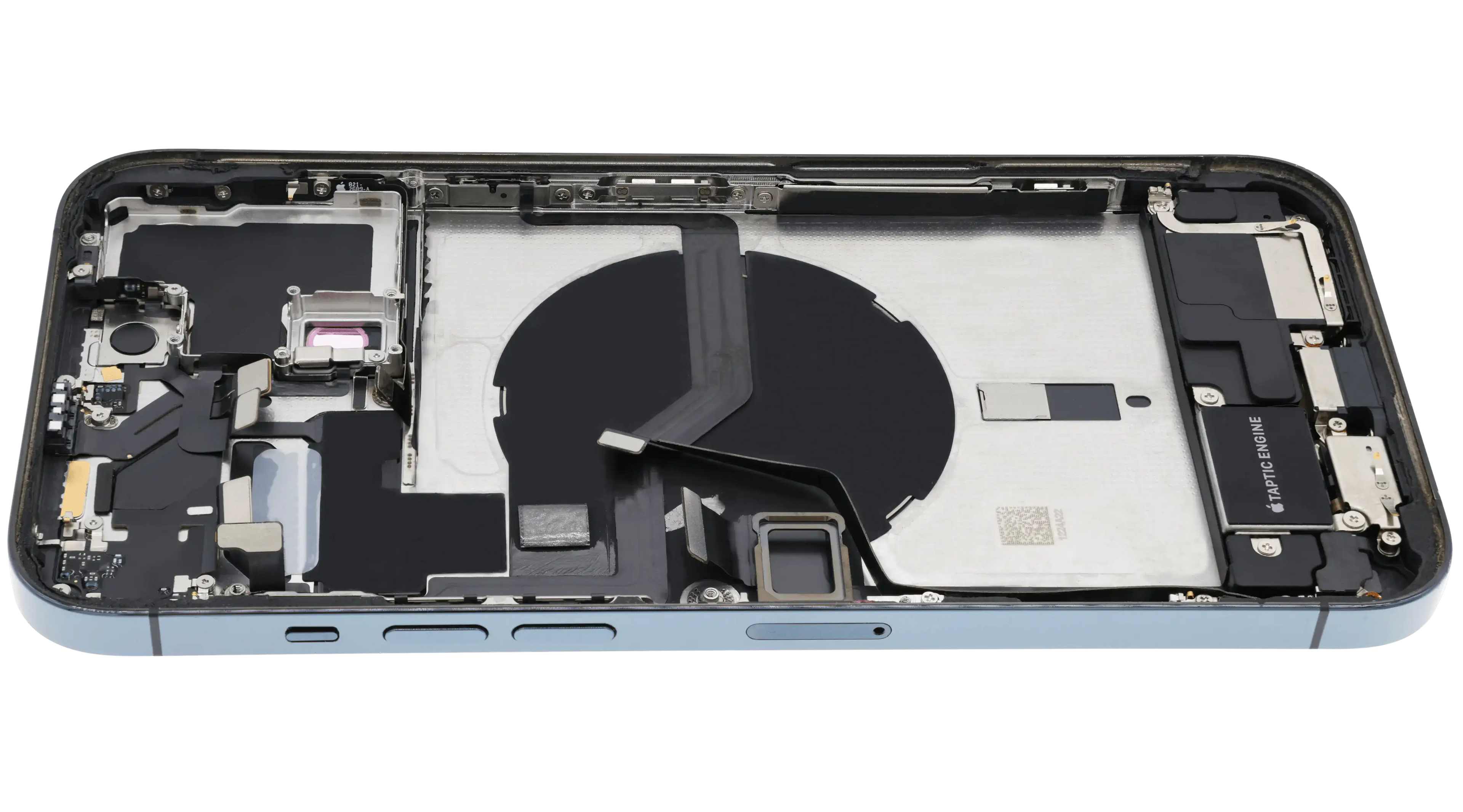 Backcover/Rahmen mit Ladebuchse Flex & Small Parts für iPhone 12 Pro Max (US-Version) (gebrauchter OEM-Ausbau, Qualität A) (Pacific Blau)