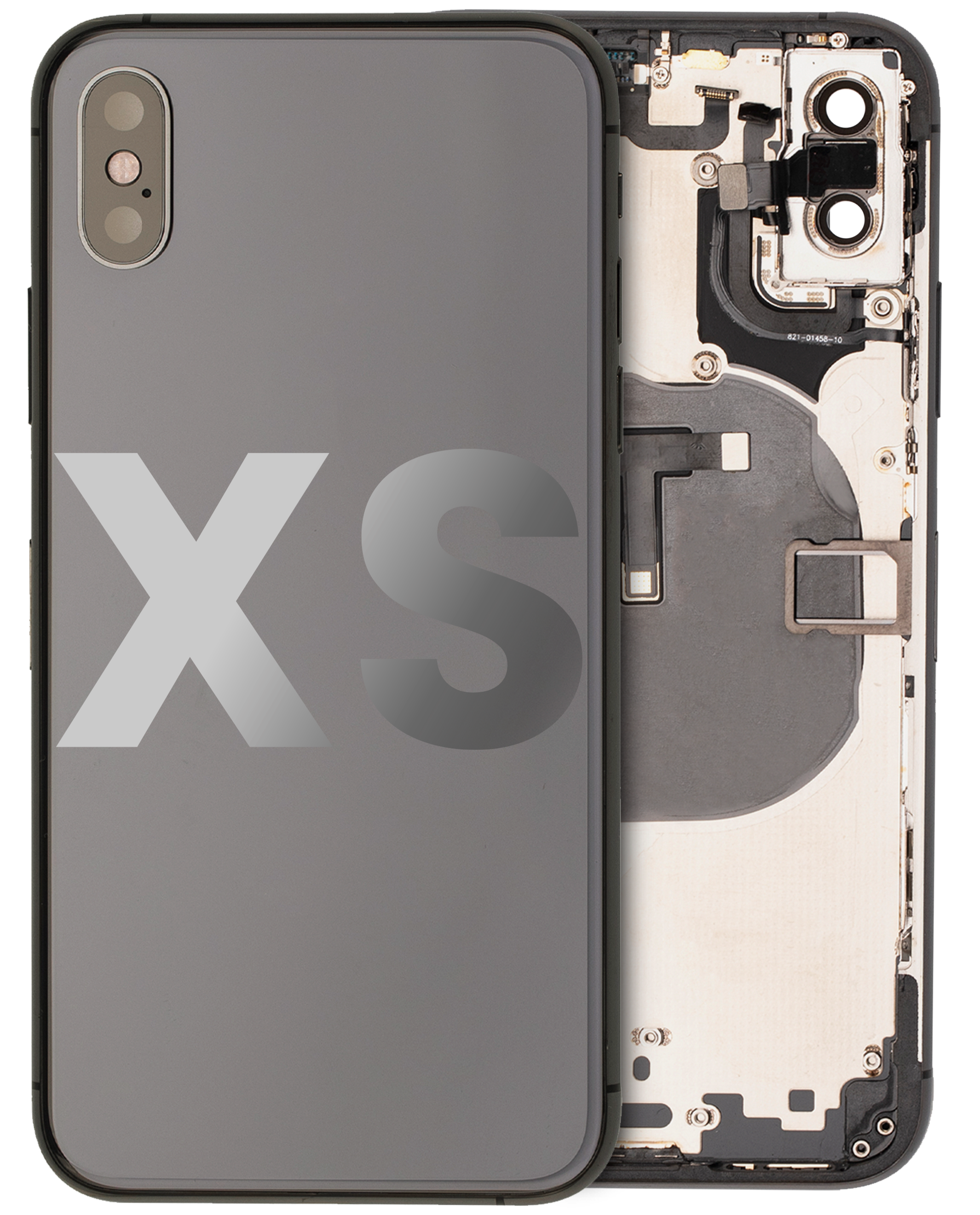 Backcover/Rahmen mit Small Components Pre-Installed für iPhone XS (gebrauchter OEM-Ausbau, Qualität A) (Space Grau)