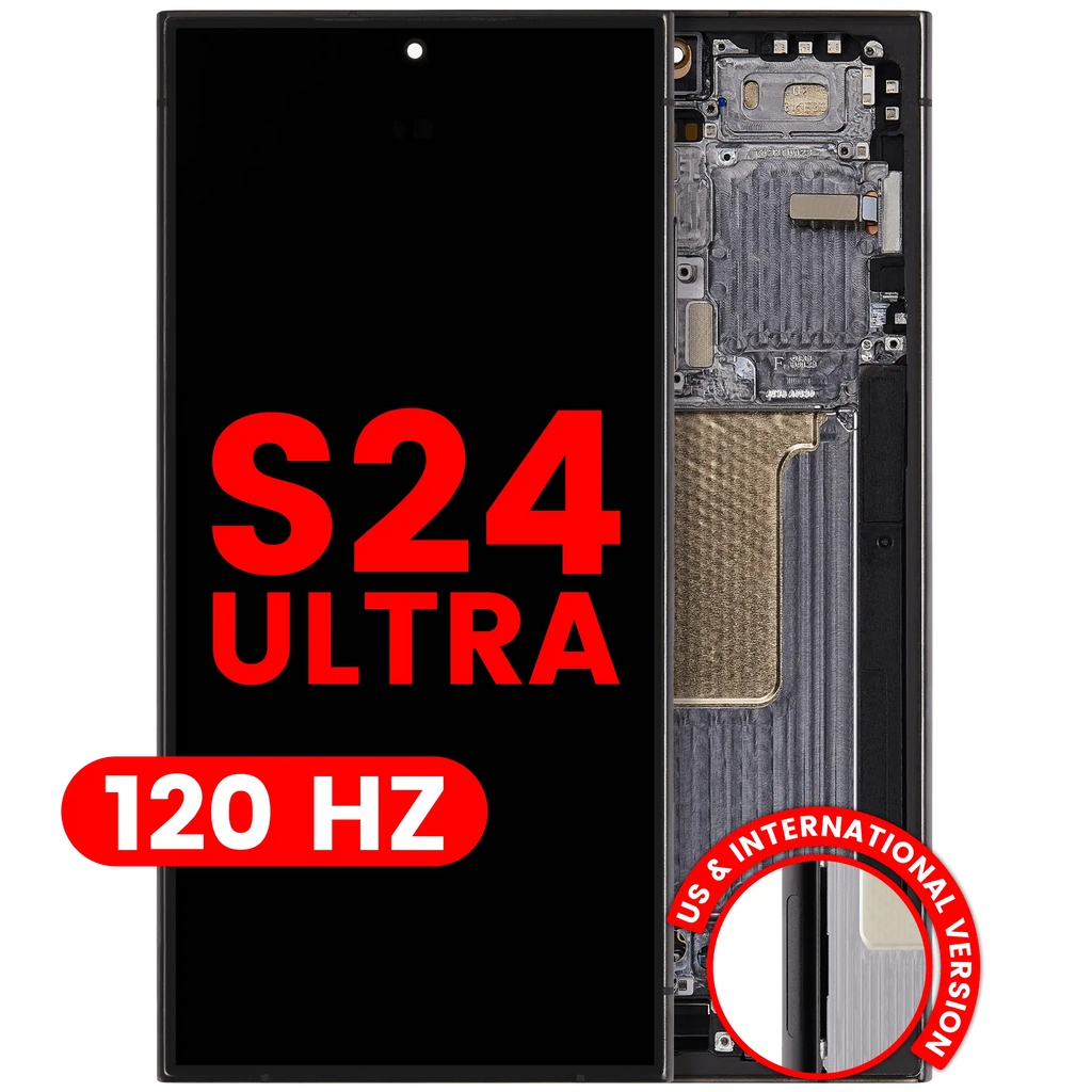 OLED-Display mit Rahmen für Samsung Galaxy S24 Ultra (US & Internationale Version) (Aftermarket Pro) (120Hz) (Titanium Schwarz)