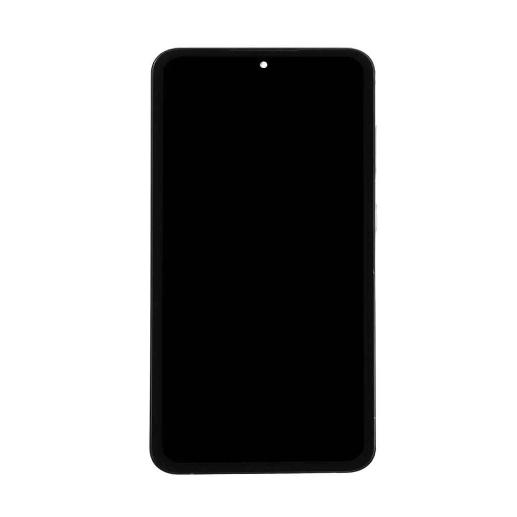 OLED-Display mit Rahmen für Samsung Galaxy S24 FE 5G (gebrauchter OEM-Ausbau, Qualität A) (US & Internationale Version) (Graphite)