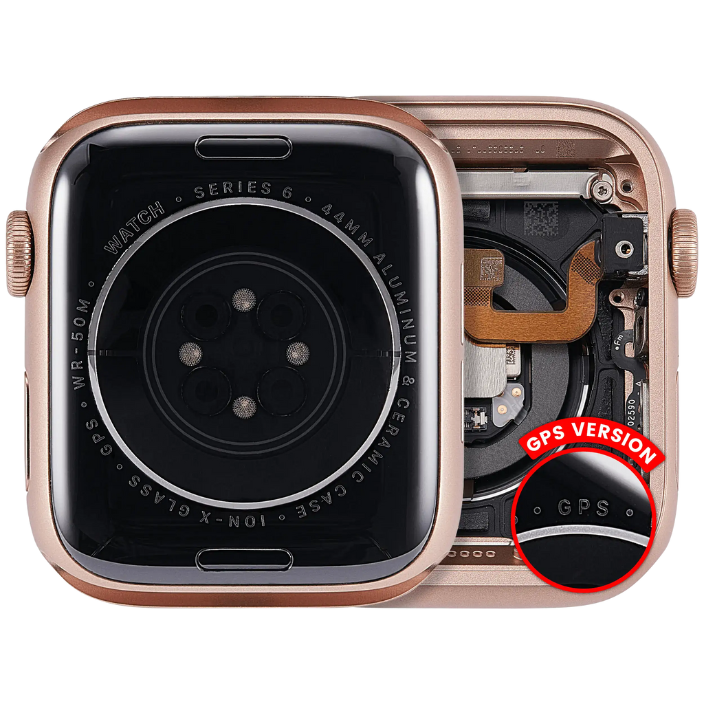 Backcover/Rahmen Compatible für Watch Series 6 (44MM) (gebrauchter OEM-Ausbau, Qualität A) (GPS Version) (Aluminum / Rose Gold)