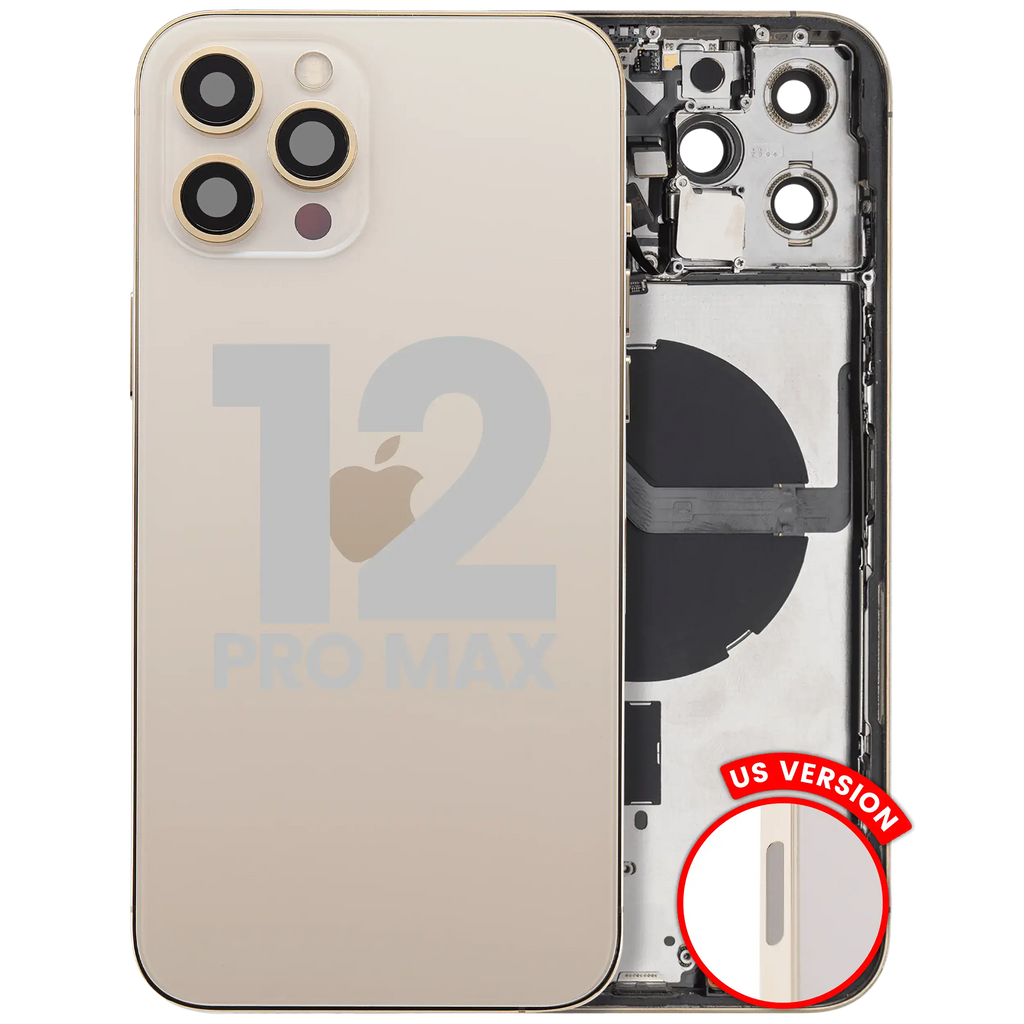Backcover/Rahmen mit Small Parts für iPhone 12 Pro Max (US-Version) (gebrauchter OEM-Ausbau, Qualität A) (Gold)