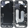 Midframe/Rahmen mit Ladebuchse Flex & Small Parts für iPhone 16 (EU / Global Version) (gebrauchter OEM-Ausbau, Qualität B) (Schwarz)