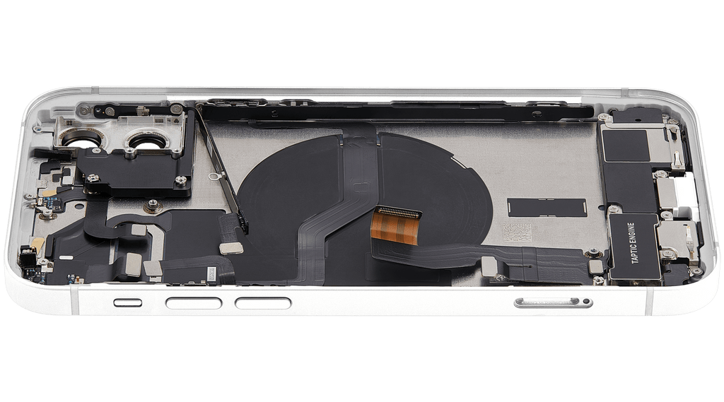 Backcover/Rahmen mit Ladebuchse Flex & Small Parts für iPhone 12 (EU / Global Version) (gebrauchter OEM-Ausbau, Qualität C) (Weiß)