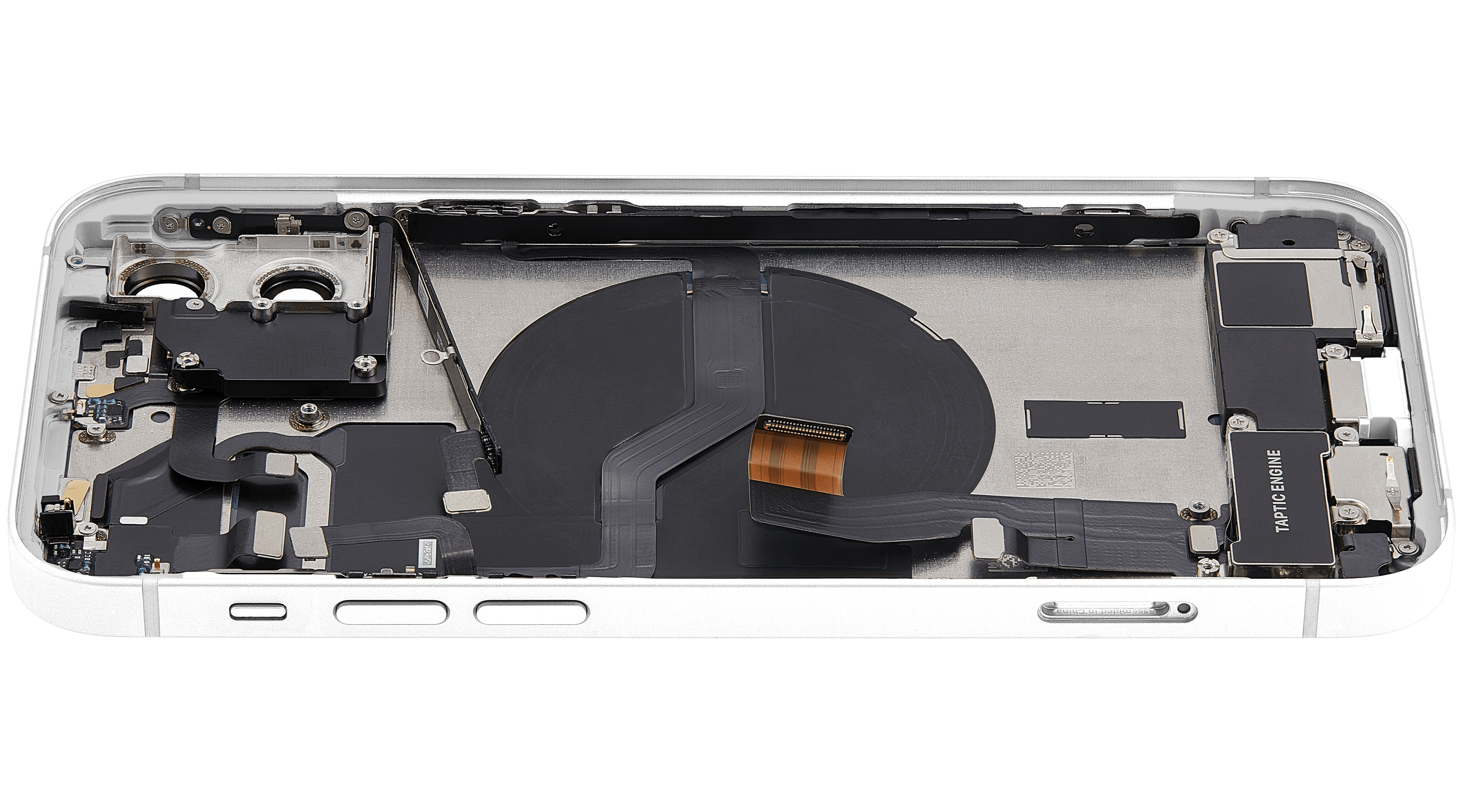 Backcover/Rahmen mit Ladebuchse Flex & Small Parts für iPhone 12 (EU / Global Version) (gebrauchter OEM-Ausbau, Qualität C) (Weiß)