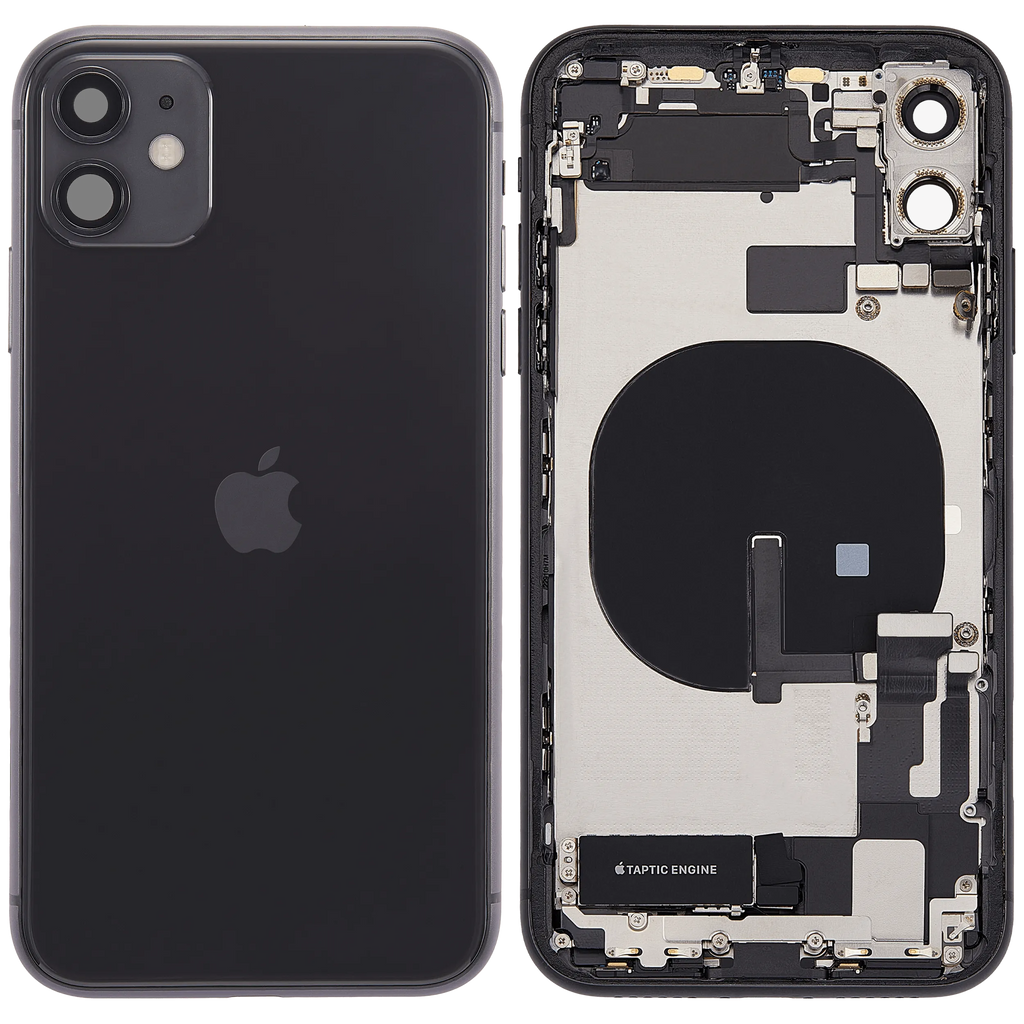 Backcover/Rahmen mit Ladebuchse Flex & Small Parts für iPhone 11 (gebrauchter OEM-Ausbau, Qualität B) (Schwarz)