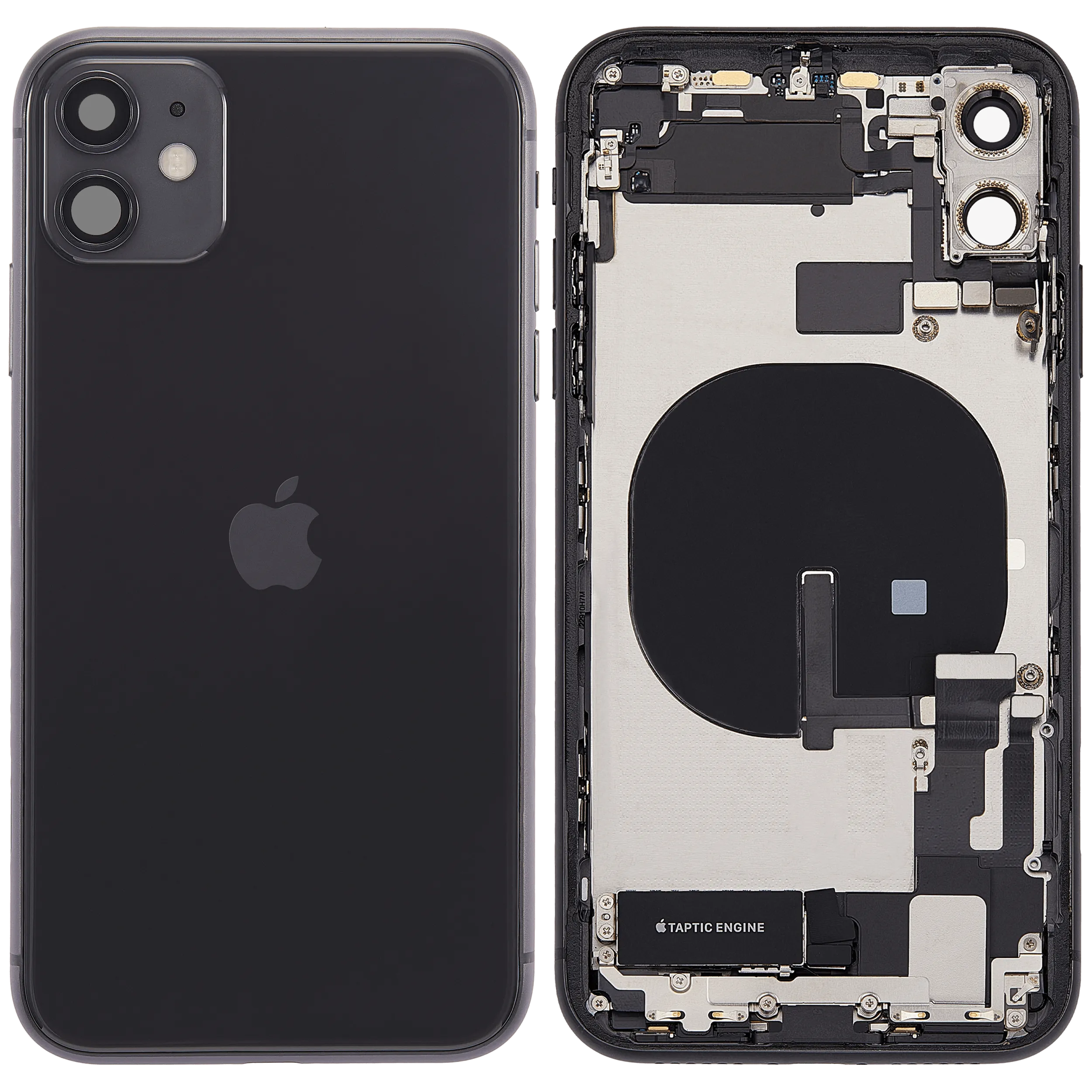 Backcover/Rahmen mit Ladebuchse Flex & Small Parts für iPhone 11 (gebrauchter OEM-Ausbau, Qualität B) (Schwarz)