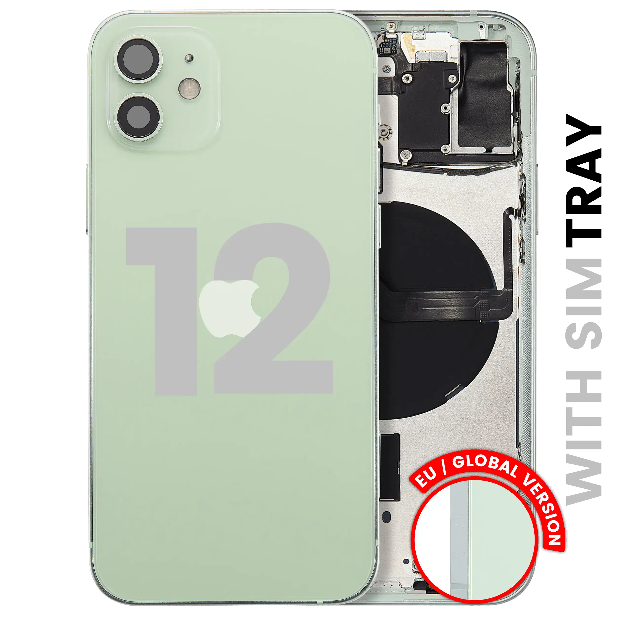 Backcover/Rahmen mit Small Parts für iPhone 12 (EU / Global Version) (gebrauchter OEM-Ausbau, Qualität B) (Grün)