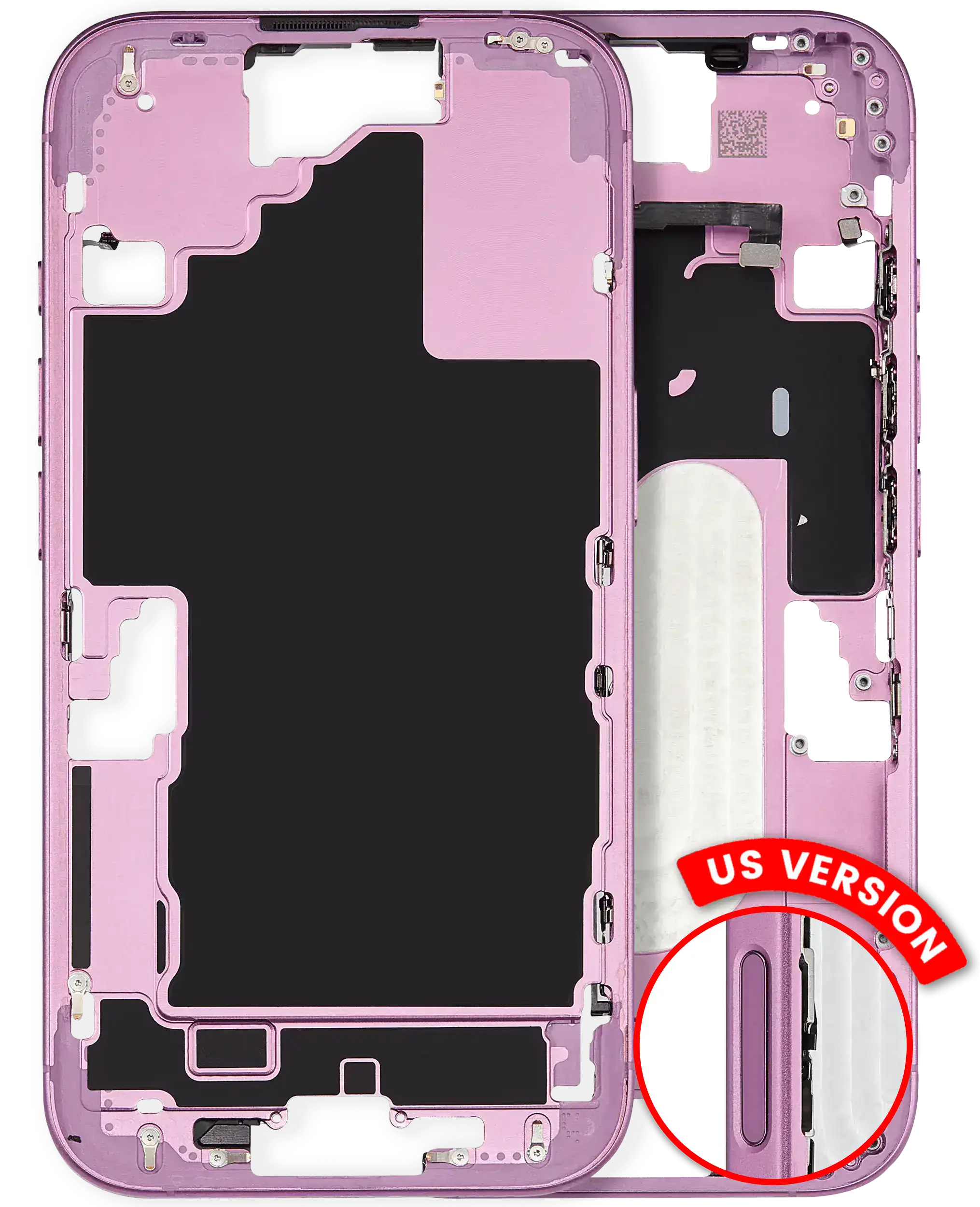 Midframe/Rahmen m. Kleinteilen iPhone 16 US-Version OEM Pull A Pink