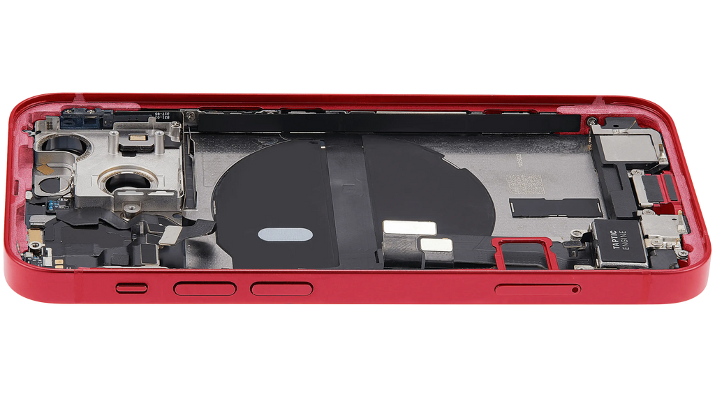Backcover/Rahmen mit Ladebuchse Flex & Small Parts für iPhone 13 Mini (EU / Global Version) (gebrauchter OEM-Ausbau, Qualität C) (Rot)