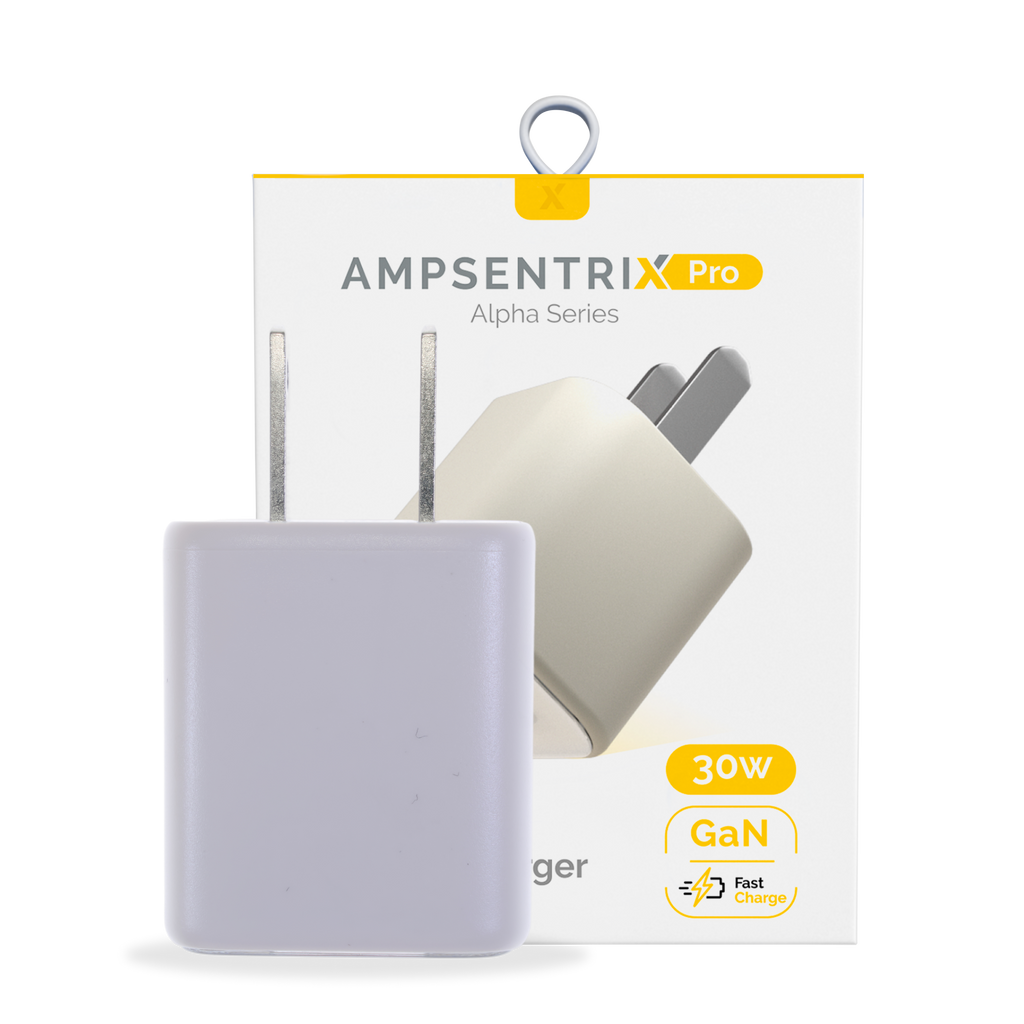 AmpSentrix Pro 30W 2-in-1 USB-C / USB-A GaN Wall Adapter (Desert Titanium)