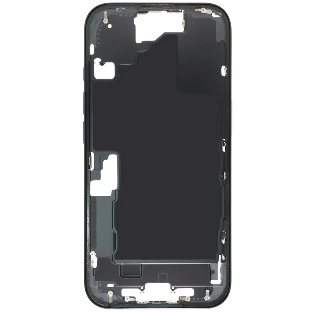 Midframe/Rahmen mit Small Parts für iPhone 16 (EU / Global Version) (gebrauchter OEM-Ausbau, Qualität C) (Schwarz)