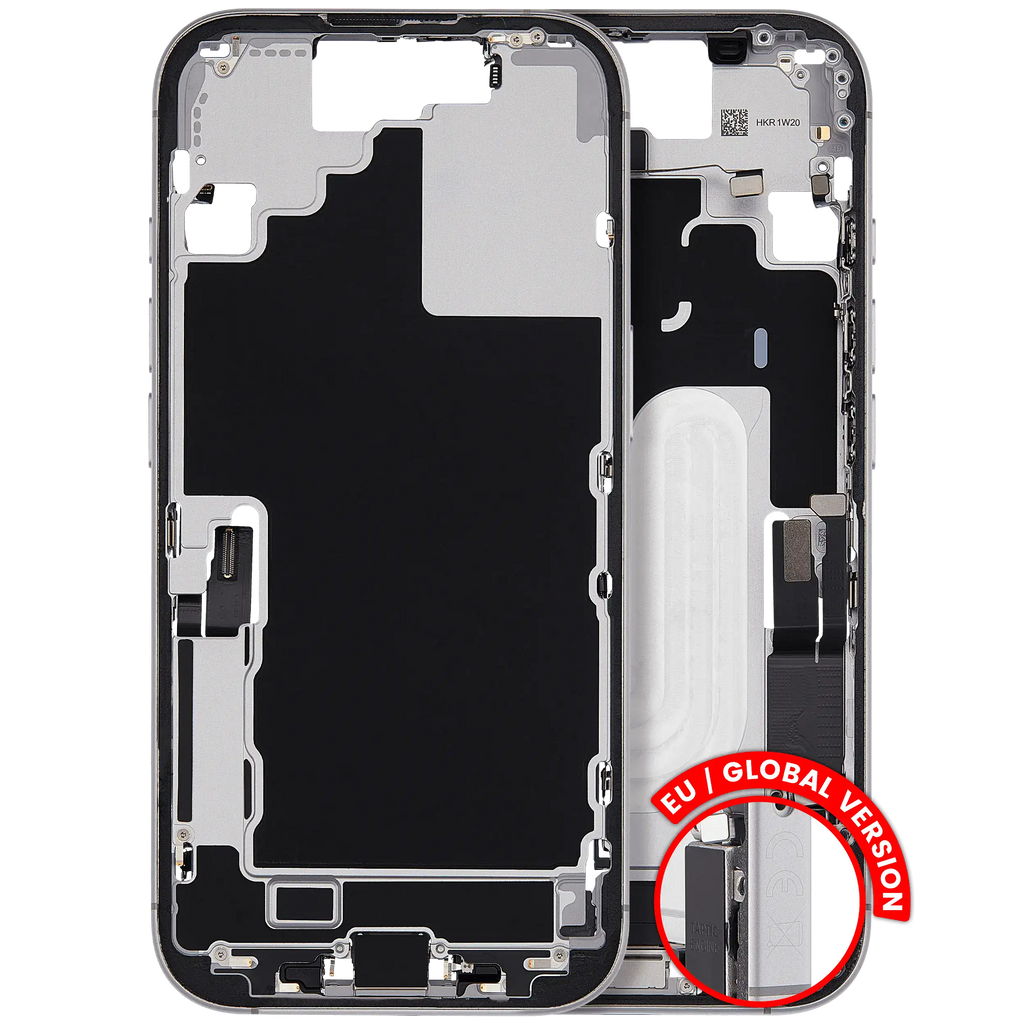 Midframe/Rahmen mit Ladebuchse Flex & Small Parts für iPhone 17 (EU / Global Version) (gebrauchter OEM-Ausbau, Qualität A) (Weiß)