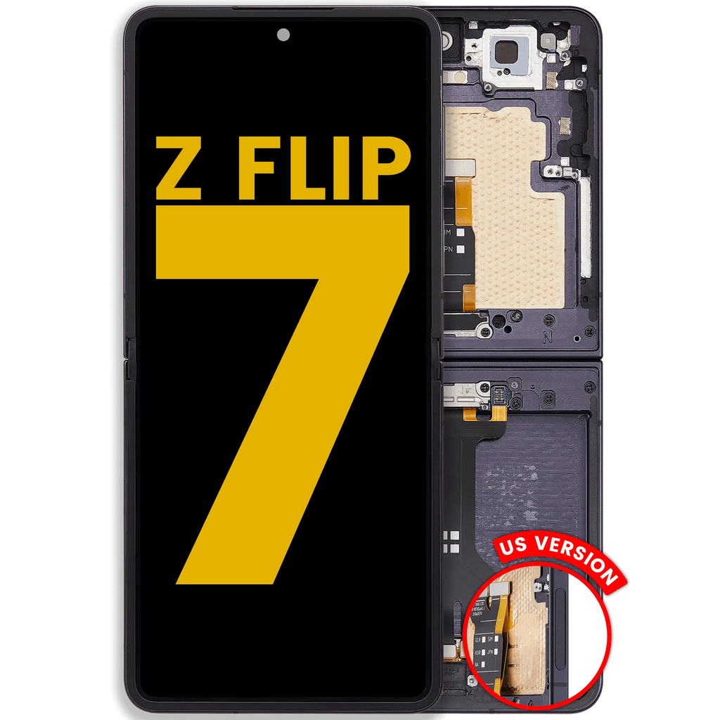 Inner OLED-Display mit Rahmen Compatible für Samsung Galaxy Z Flip 7 5G (US-Version) (Refurbished) (Jet Black)